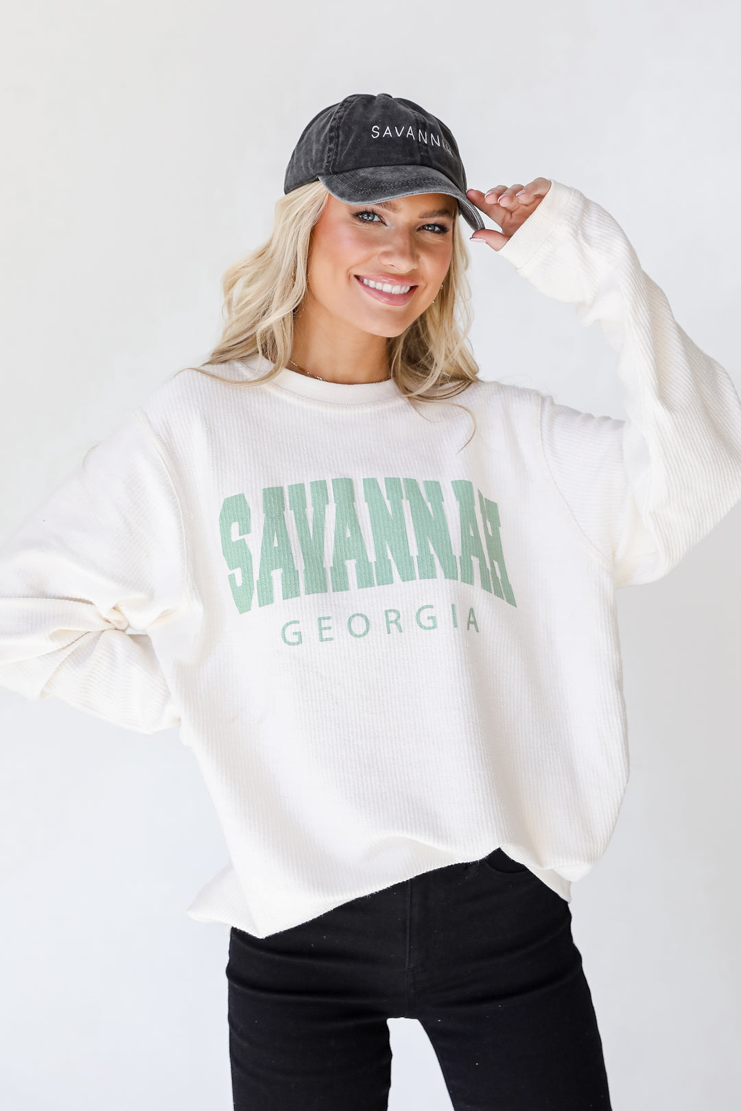 Savannah Corded Pullover front view
