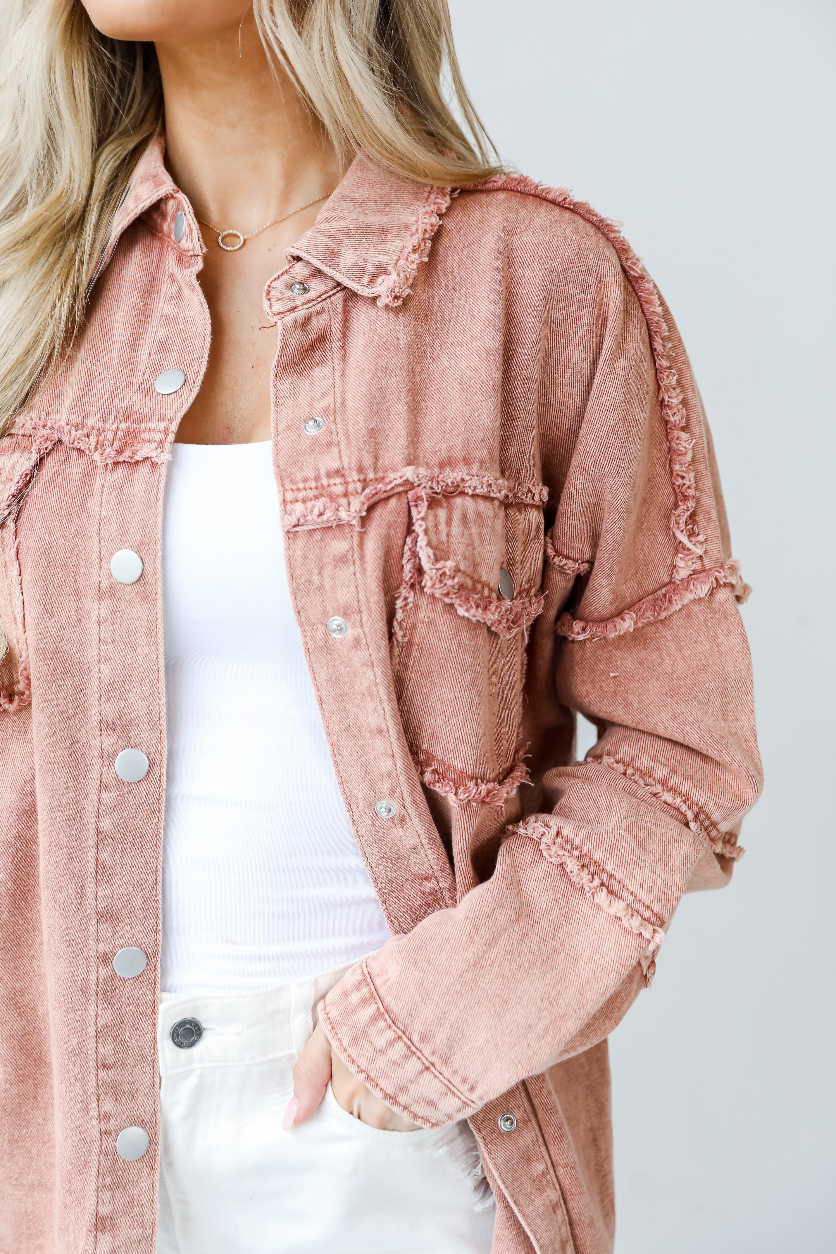 smiley face Denim Jacket close up