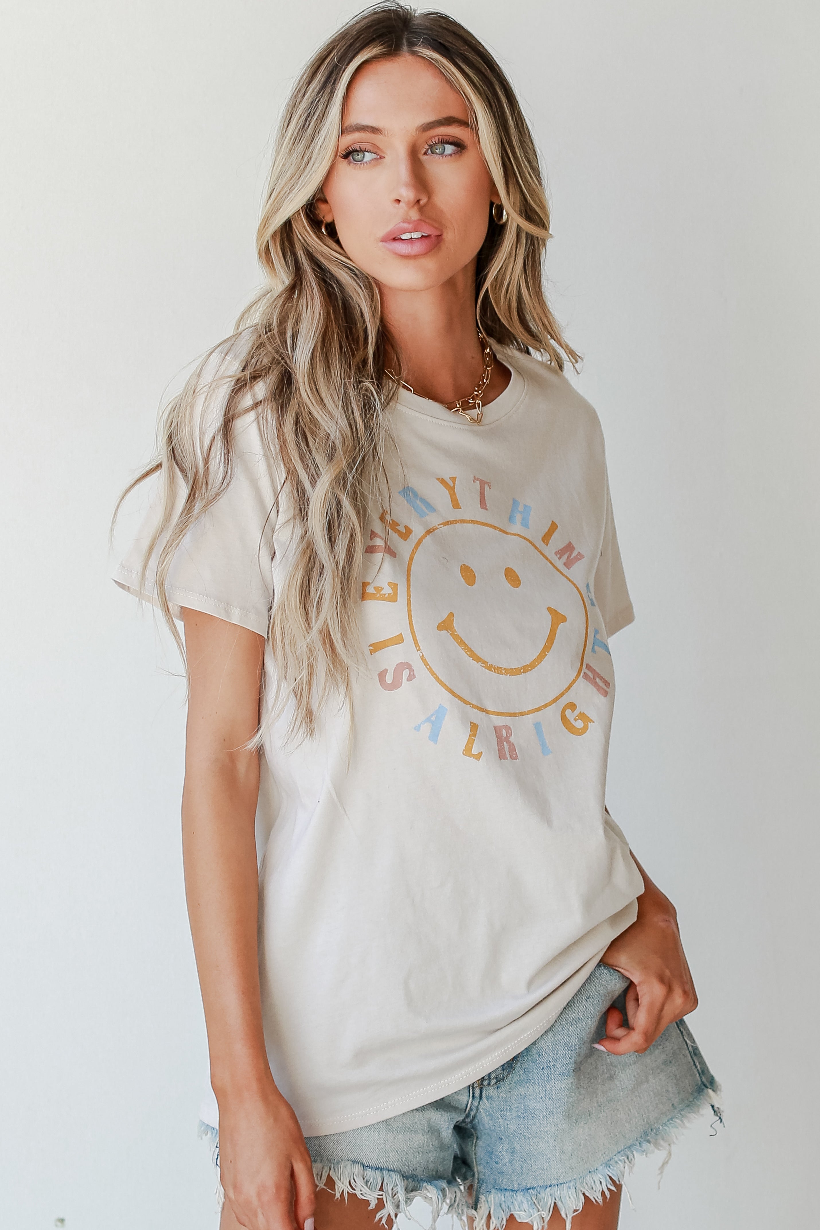 Everything Is Alright Graphic Tee on model