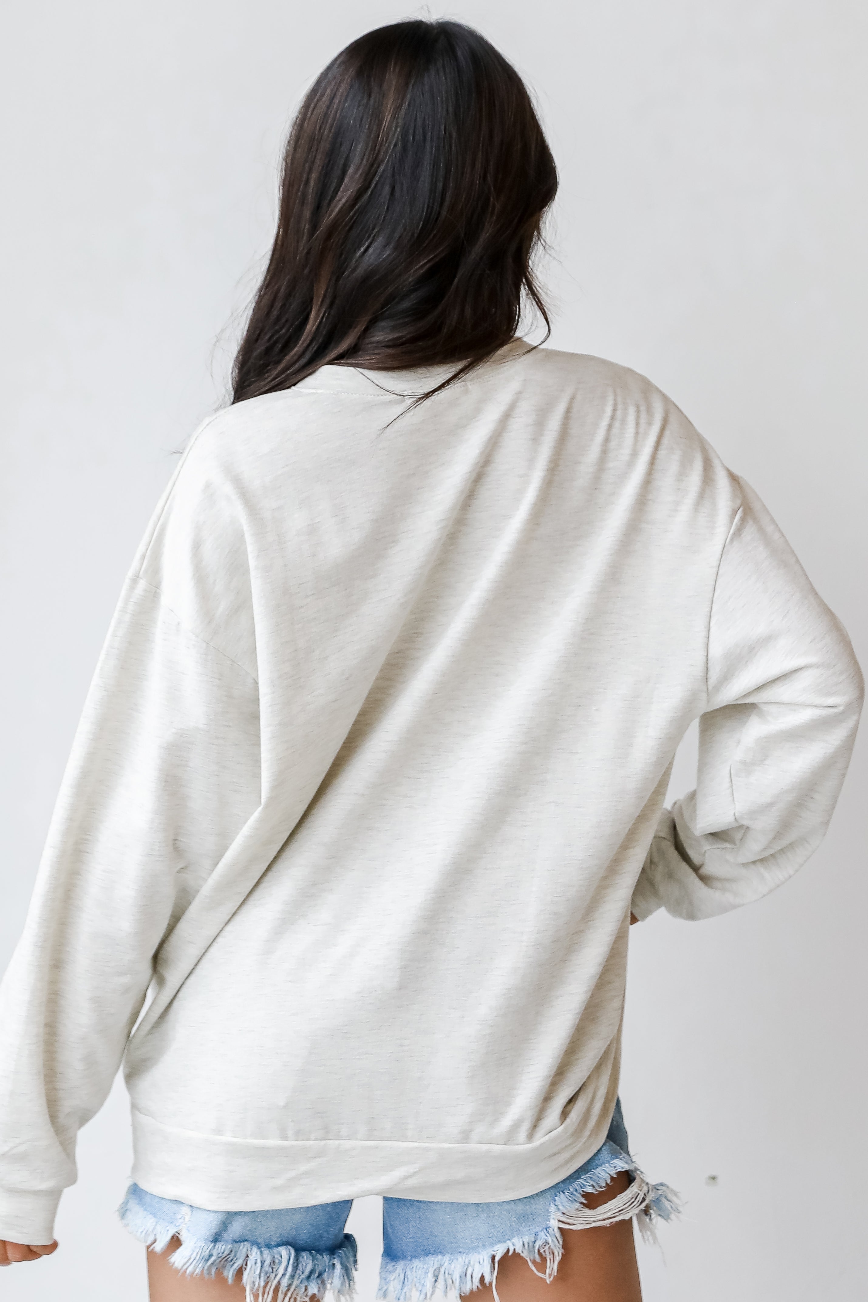 Be Happy Smiley Face Pullover back view