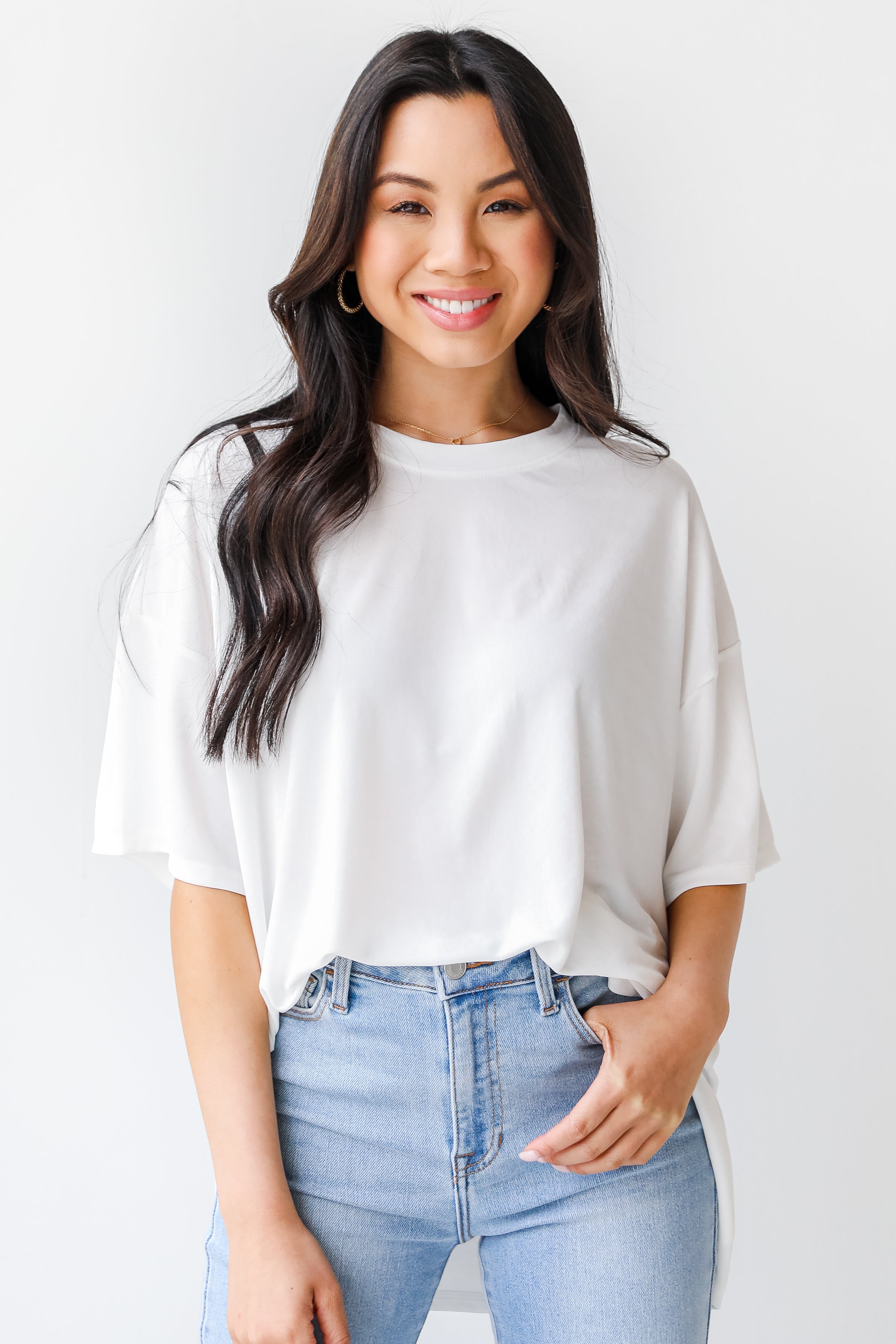 Ultra Soft Everyday Tee in white on model