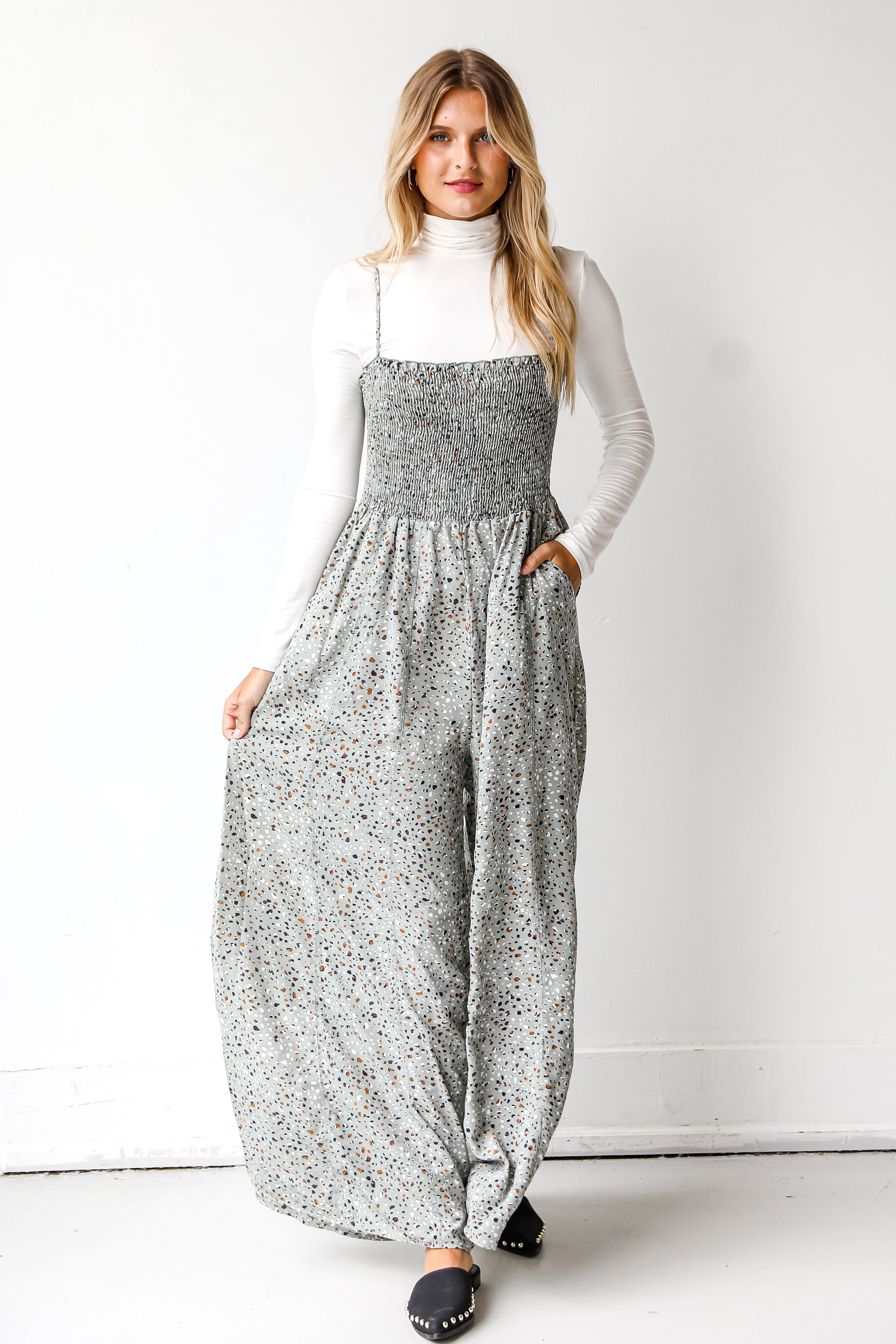 FINAL SALE - Thinking Out Loud Spotted Jumpsuit