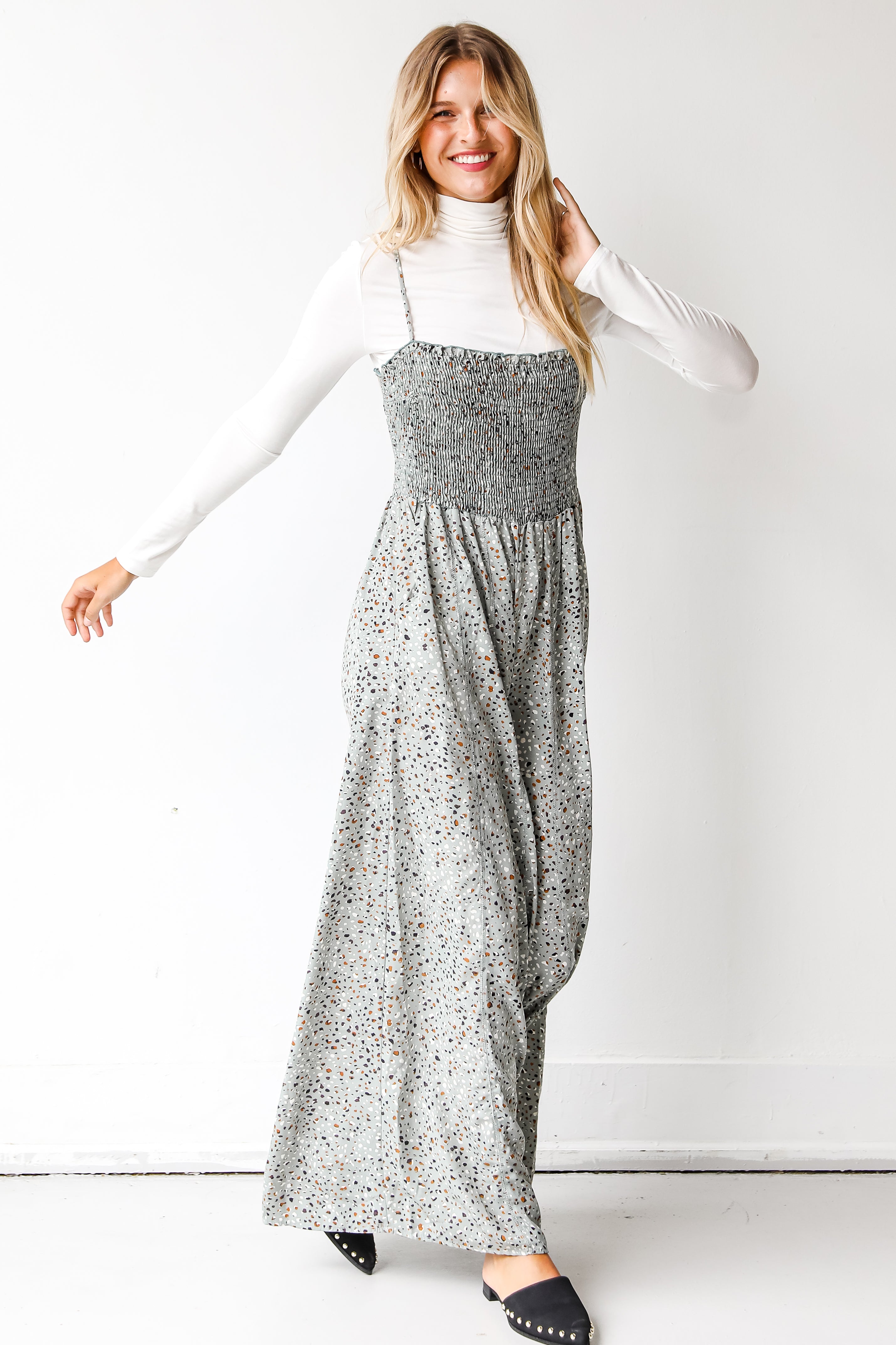 FINAL SALE - Thinking Out Loud Spotted Jumpsuit