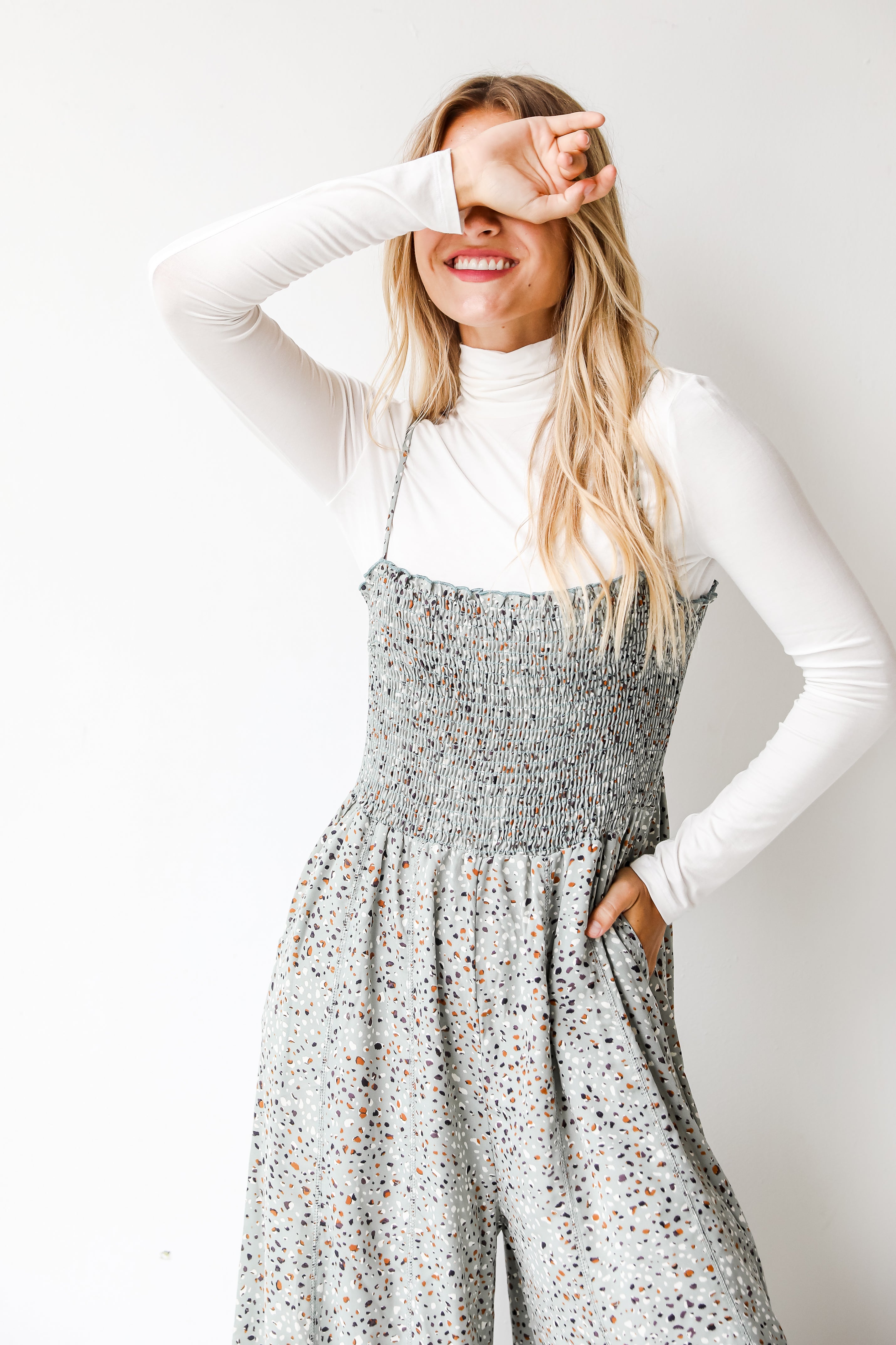 FINAL SALE - Thinking Out Loud Spotted Jumpsuit