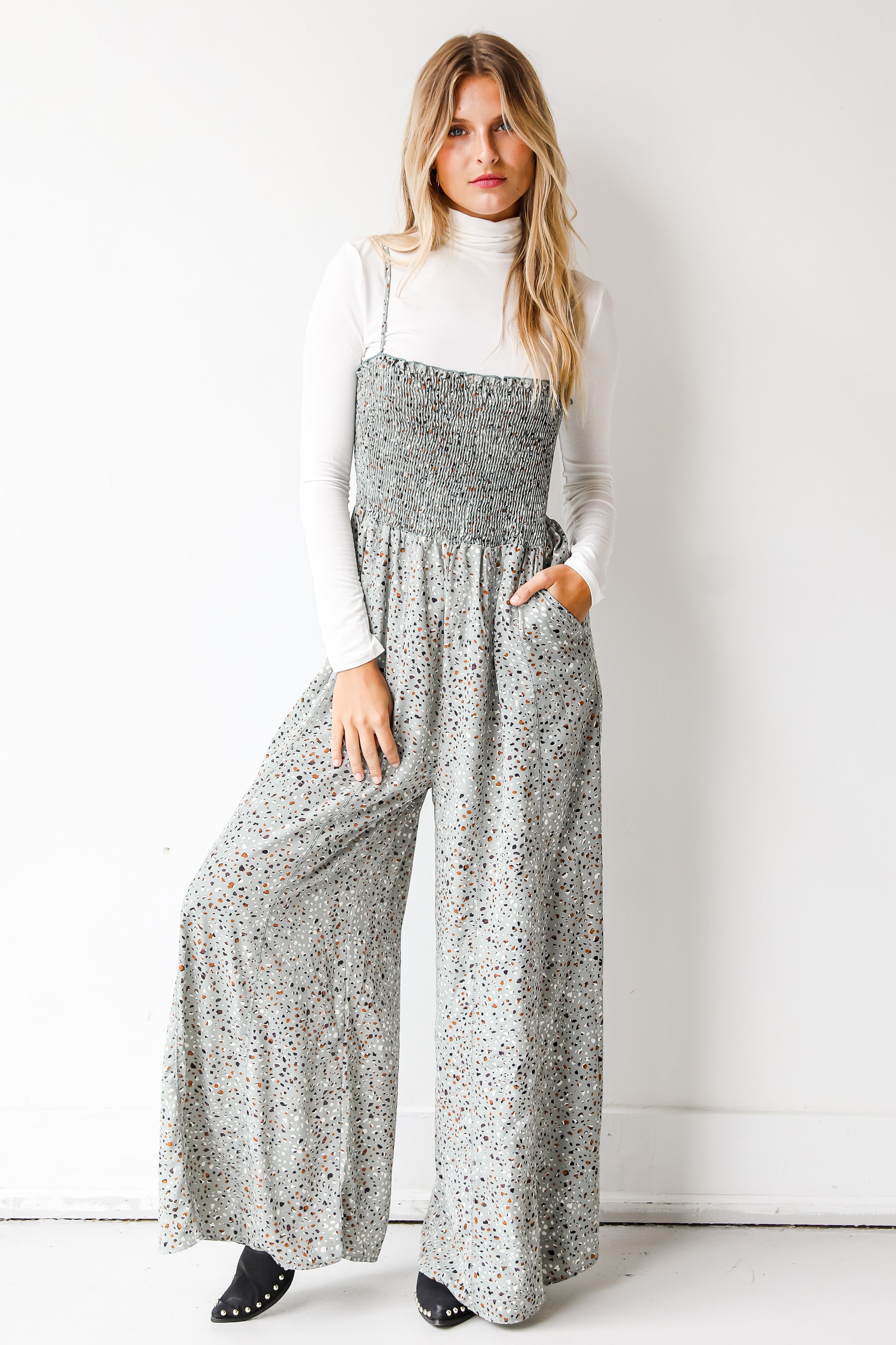 FINAL SALE - Thinking Out Loud Spotted Jumpsuit
