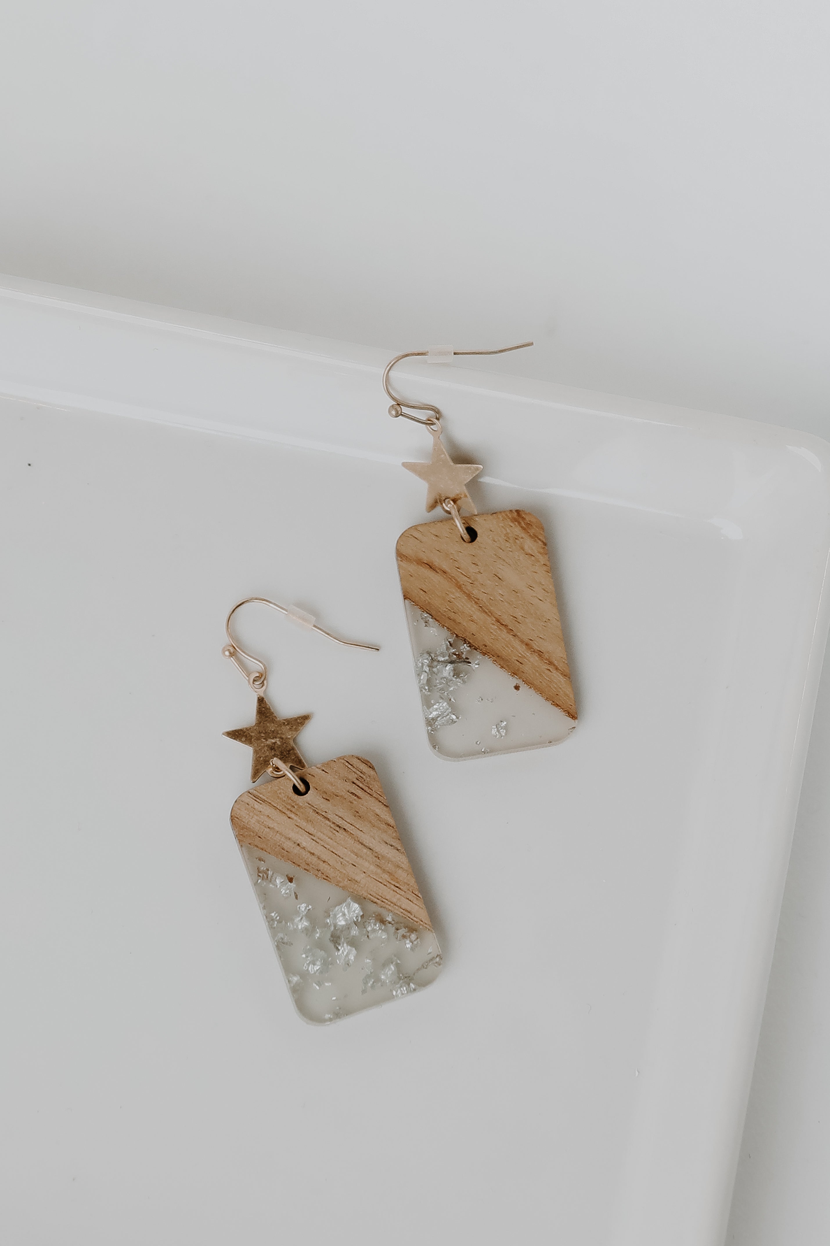 Star Drop Earrings flat lay