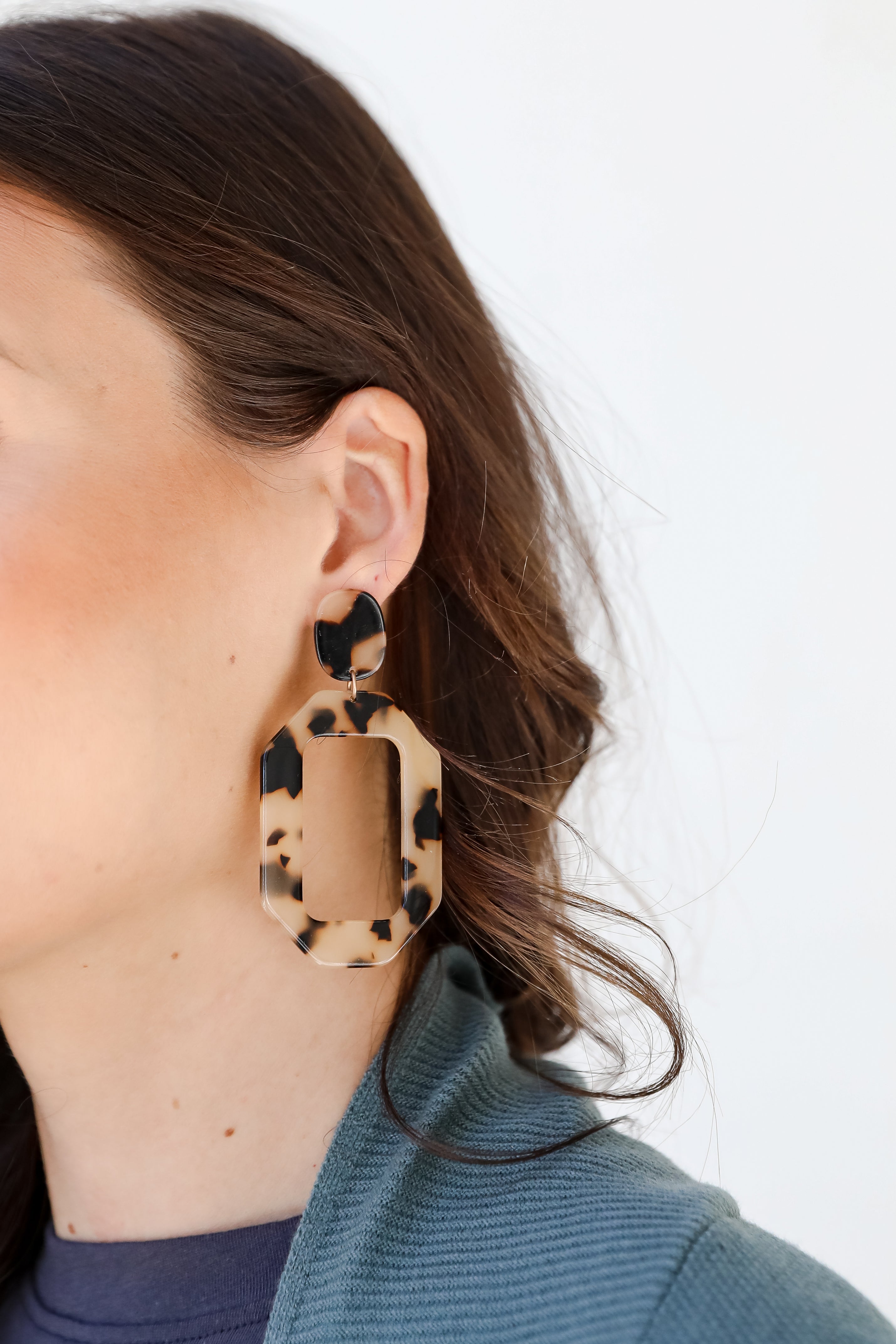 Acrylic Statement Earrings in tortoise