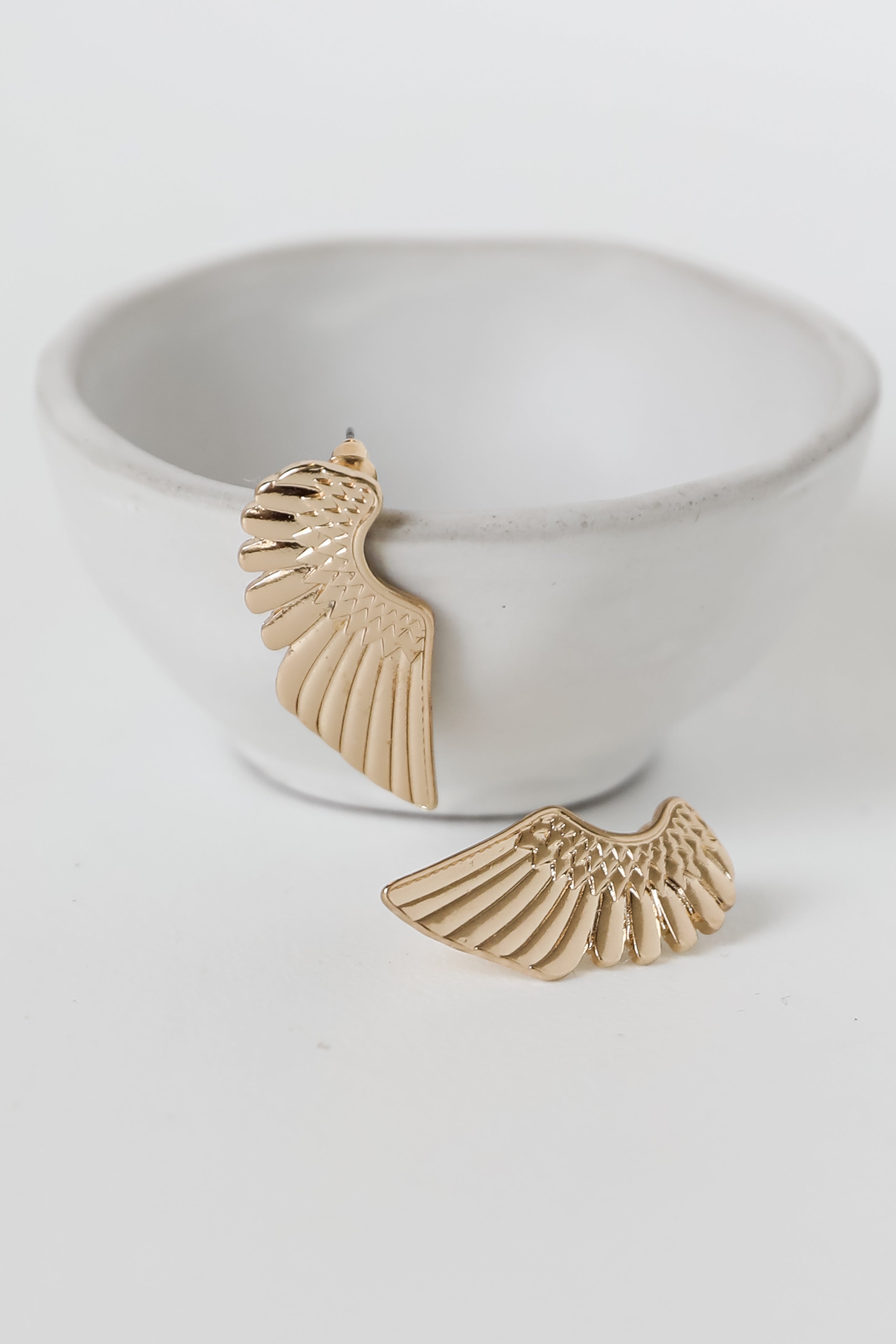 Gold Wing Earrings close up