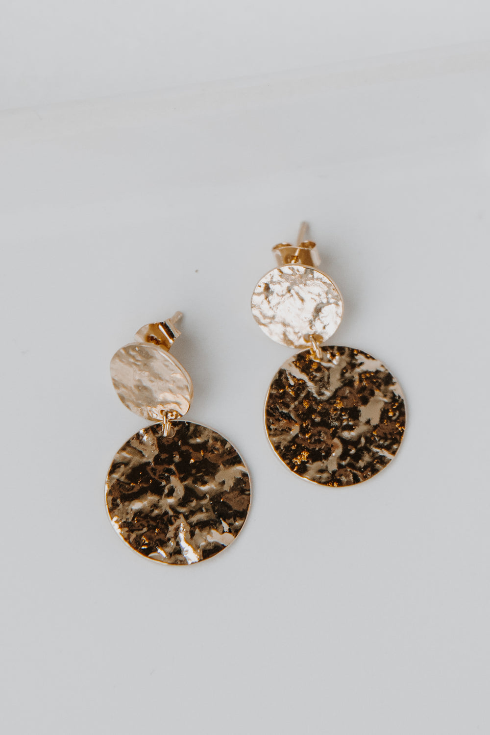 Gold Hammered Drop Earrings from dress up