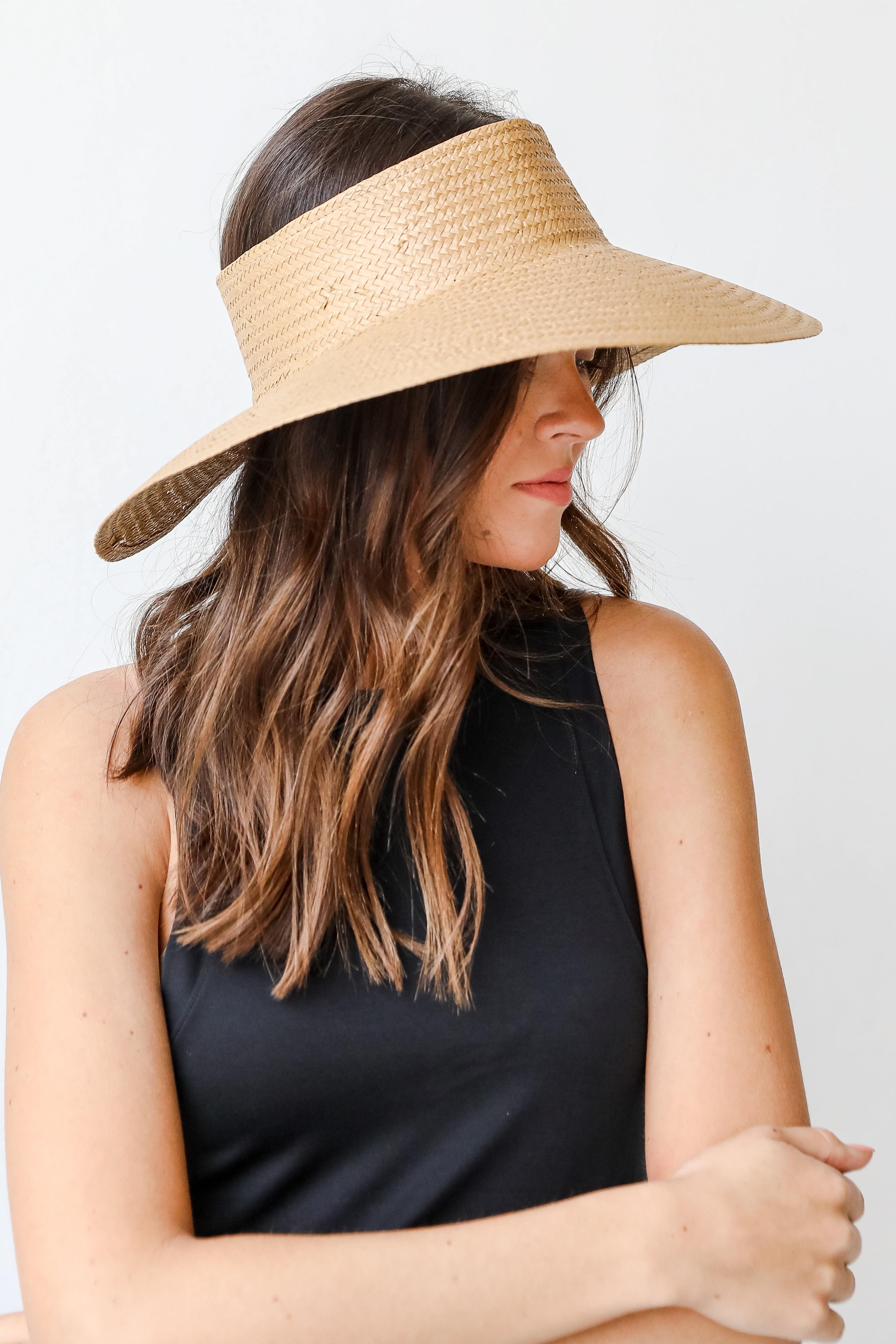 Straw Visor on model