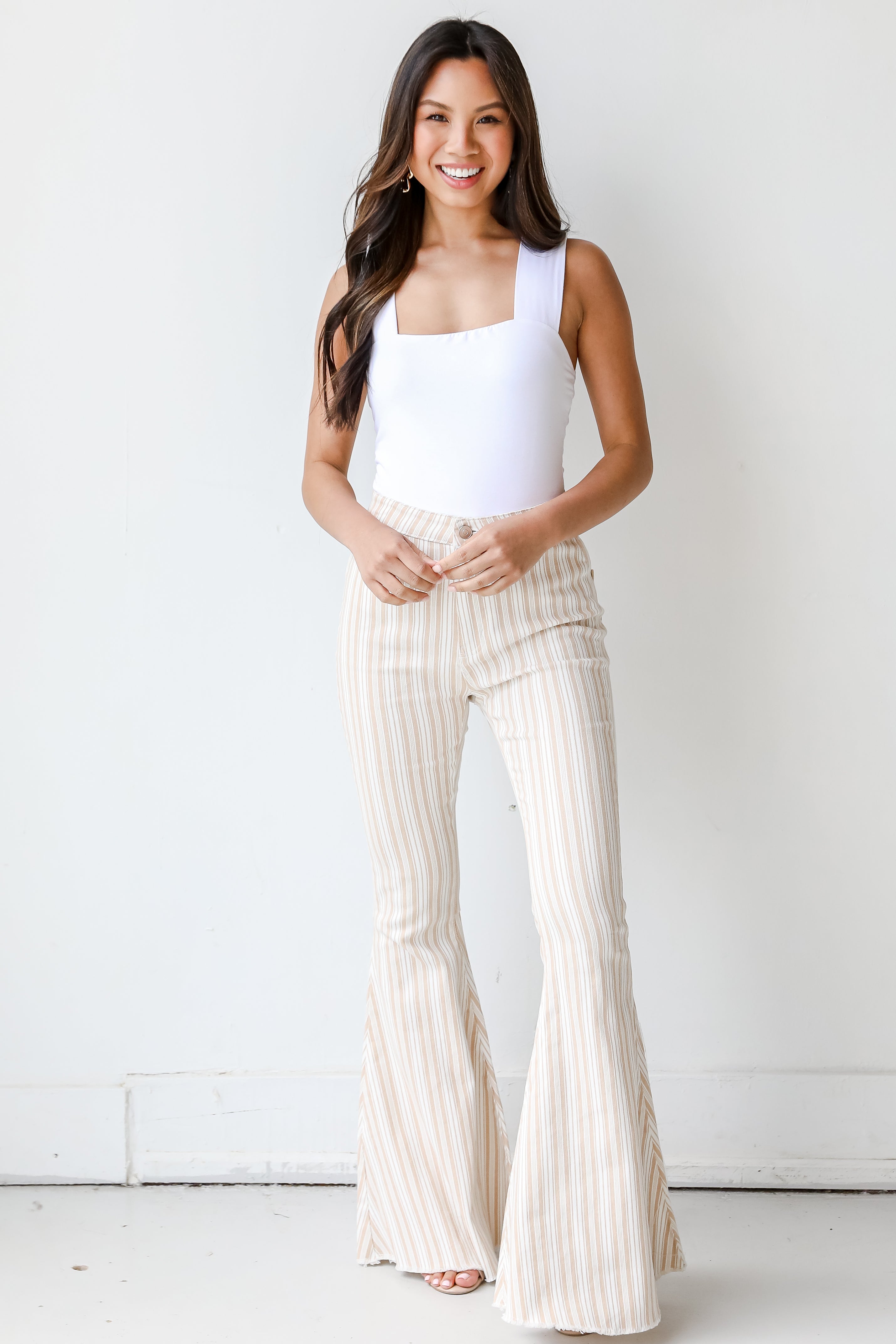 Striped Flare Jeans front view