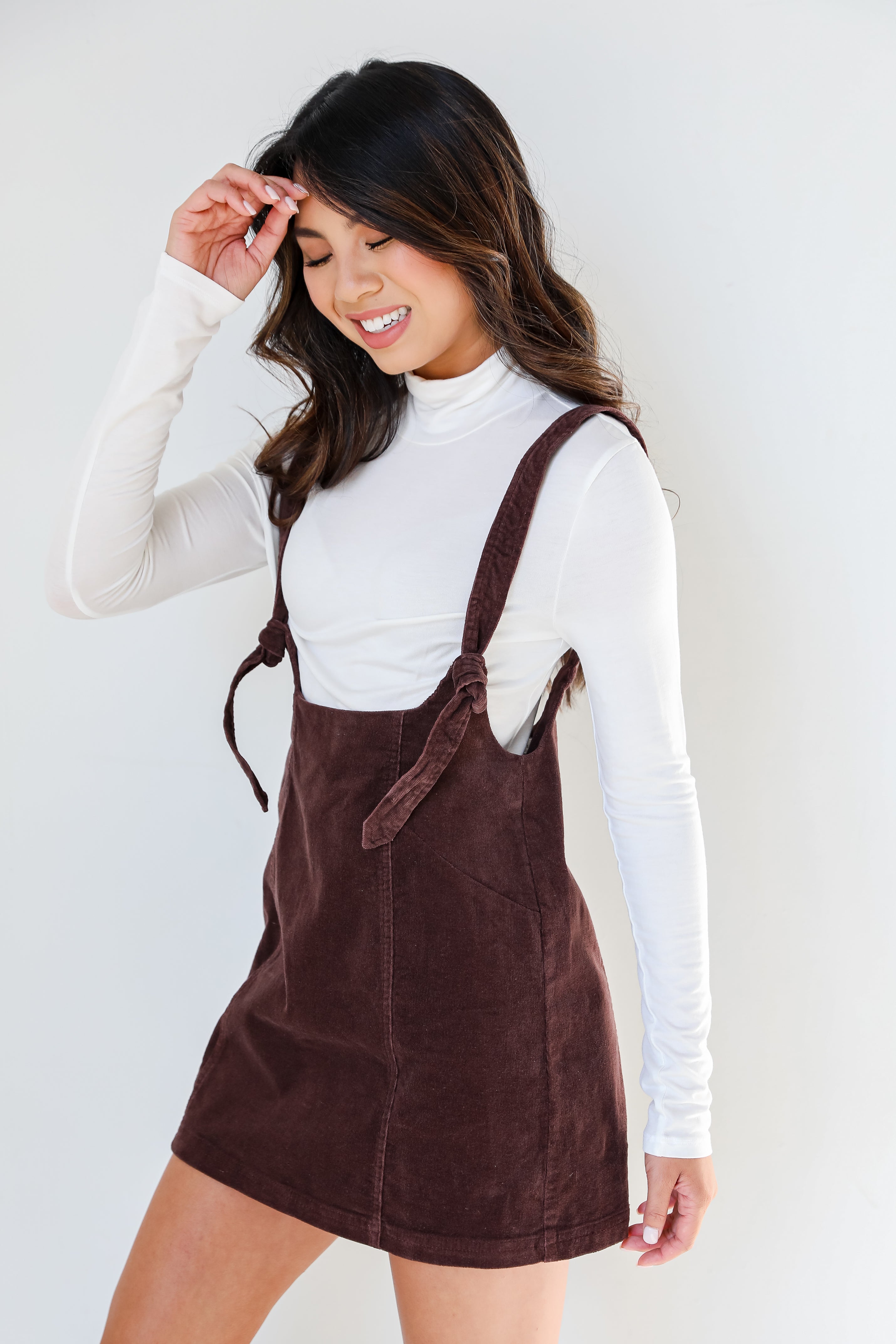 Corduroy Suspender Mini Dress side view