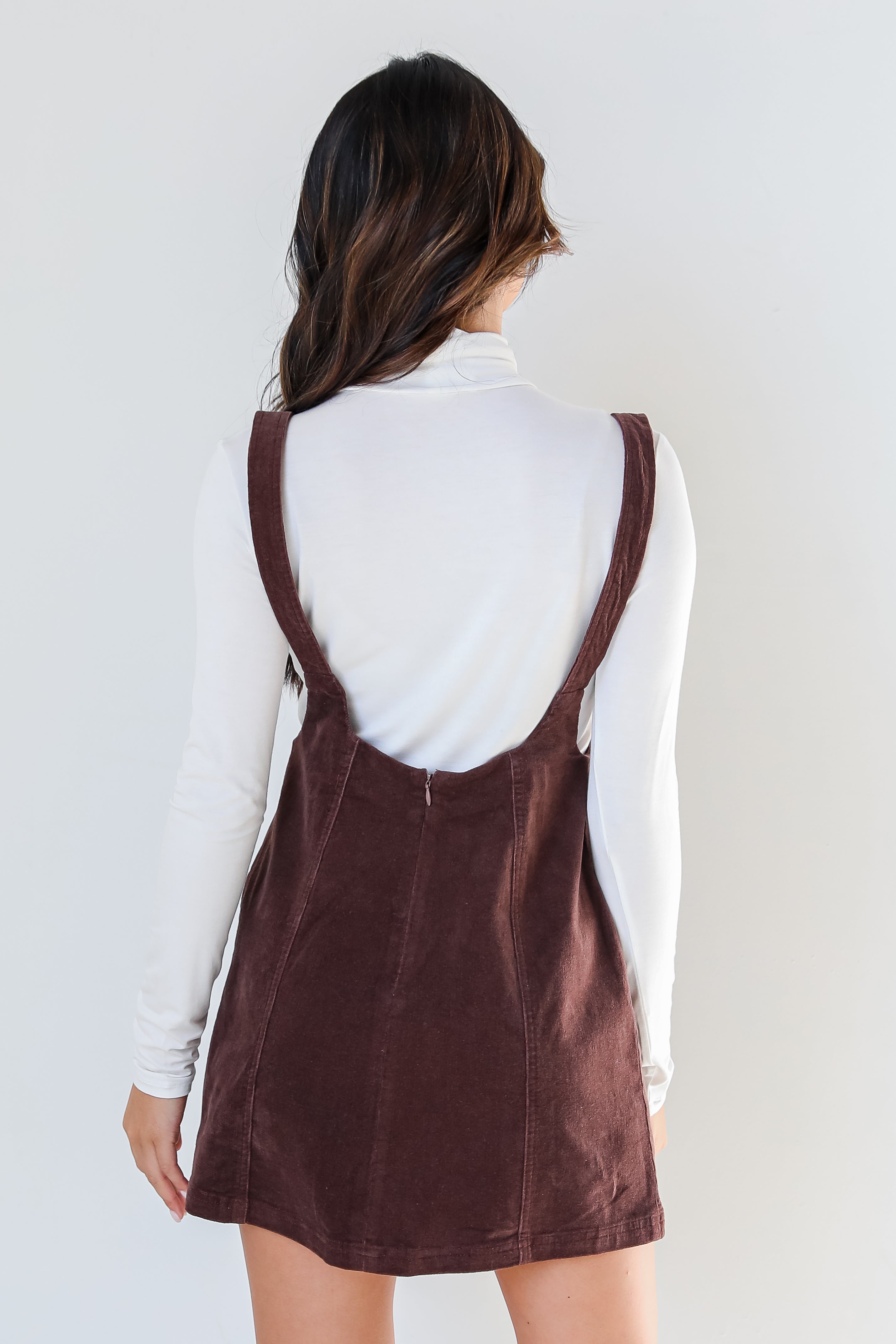 Corduroy Suspender Mini Dress back view