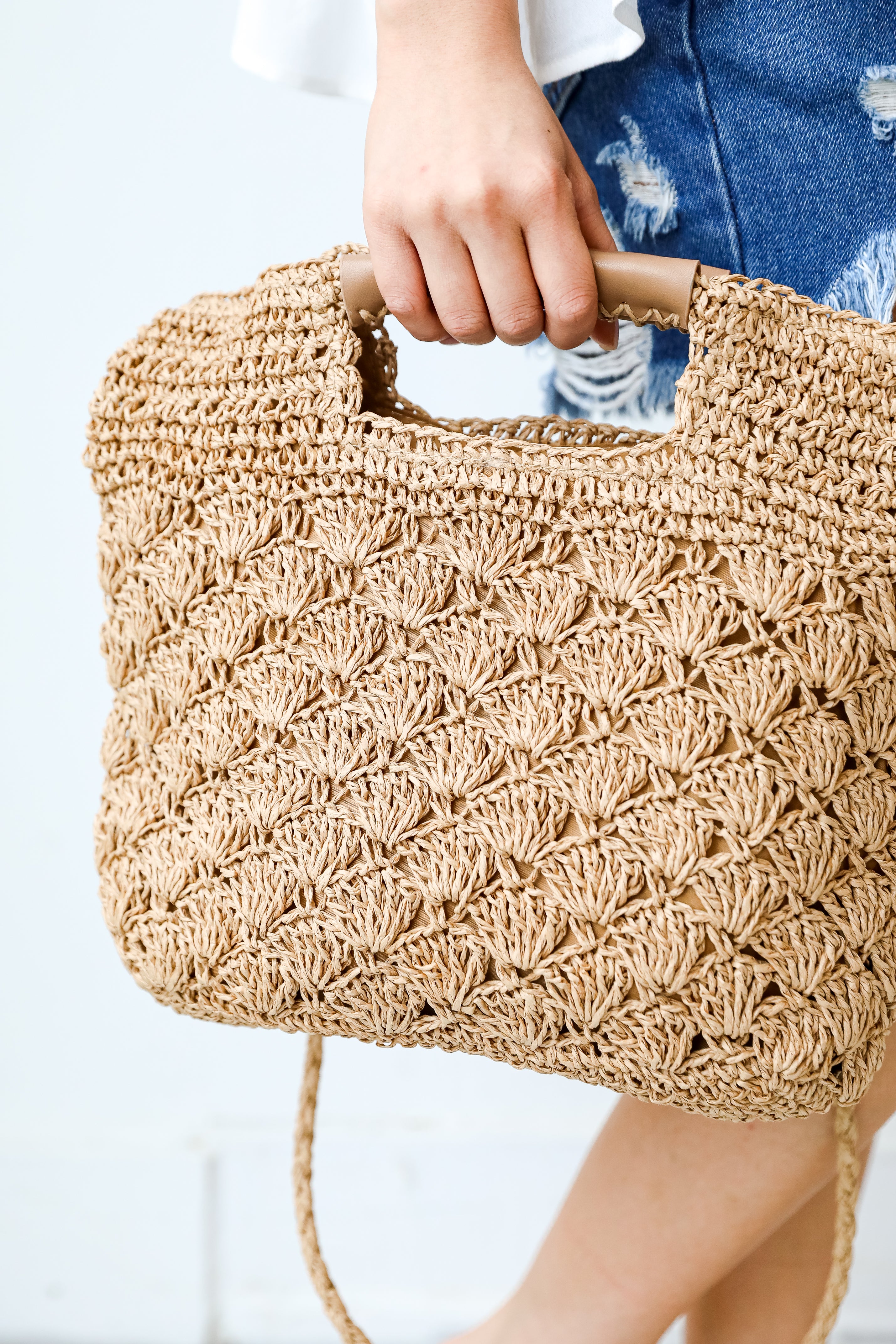 Straw Crossbody Bag side view