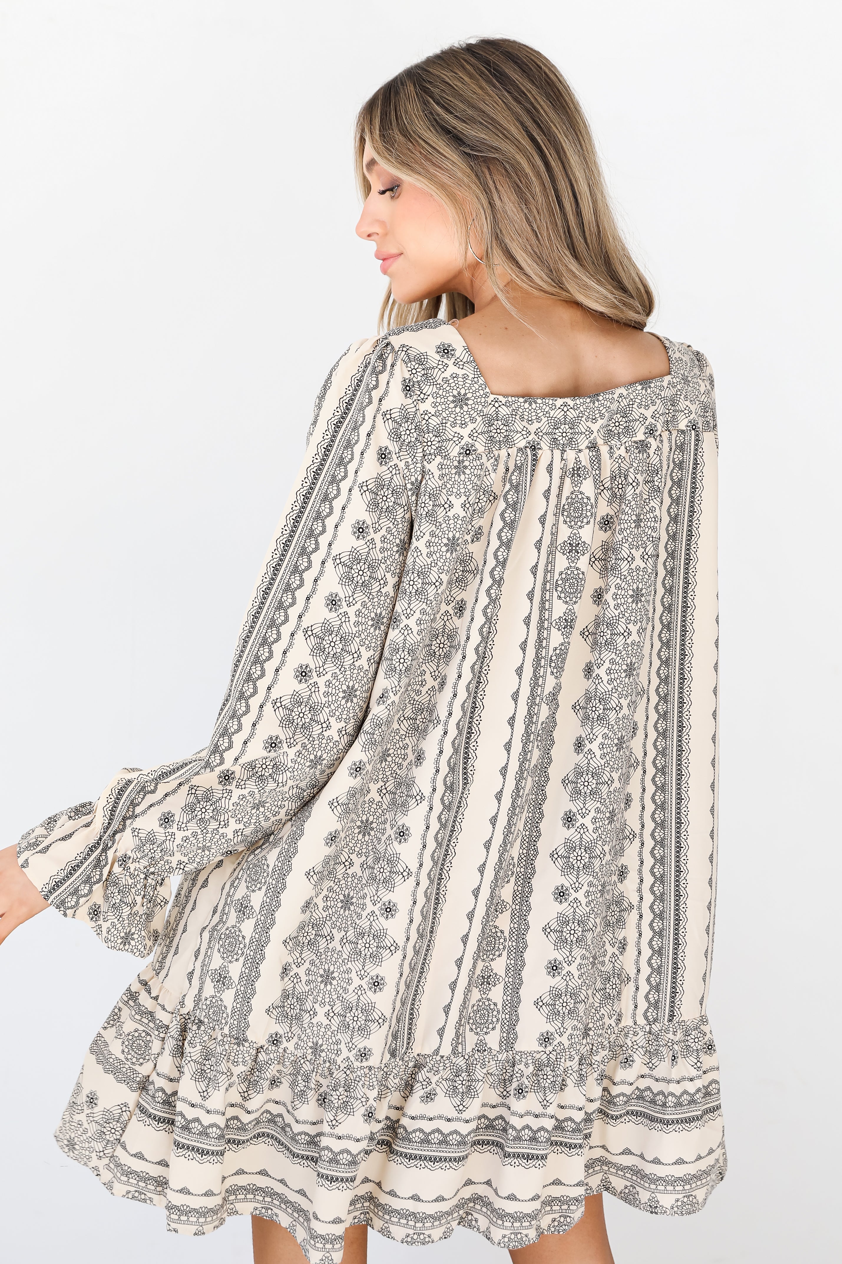 boho Mini Dress back view