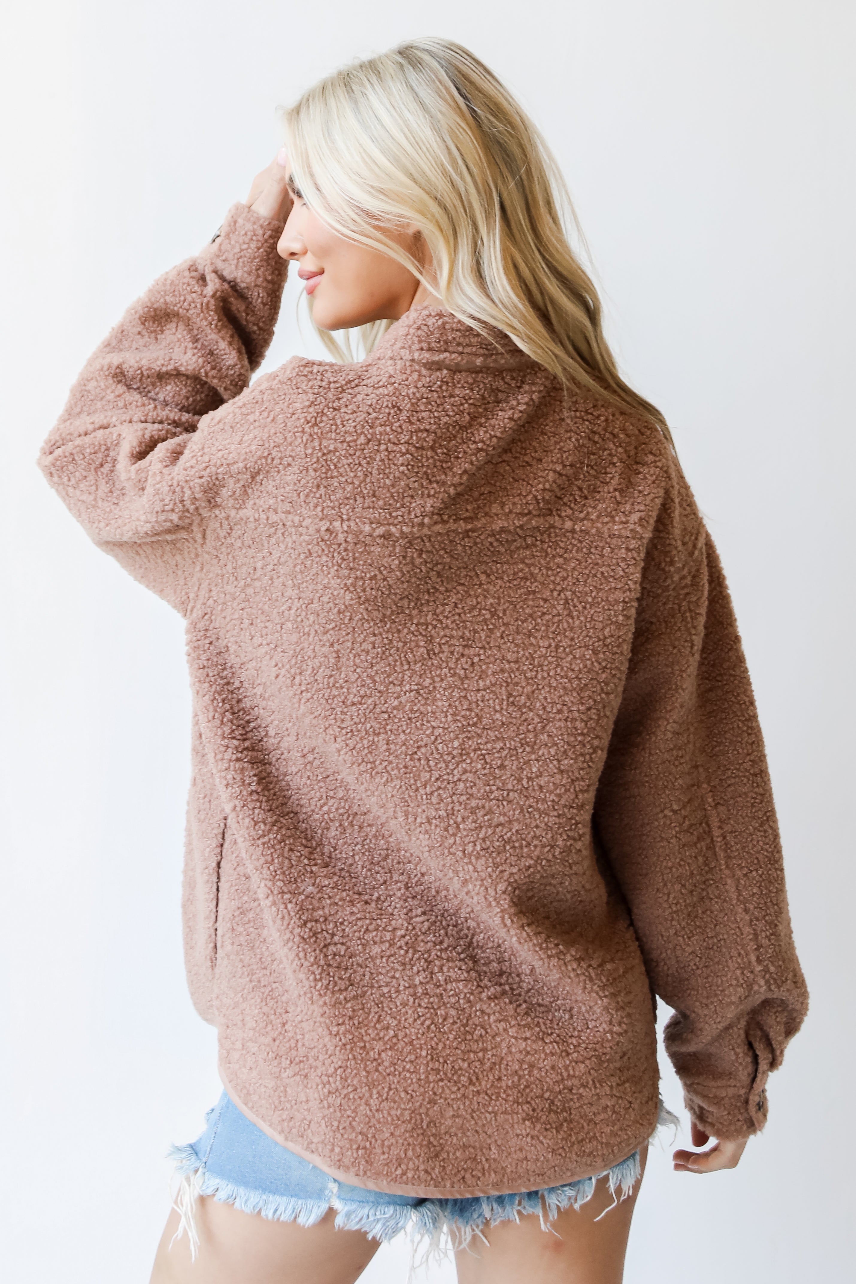 mocha Teddy Jacket back view