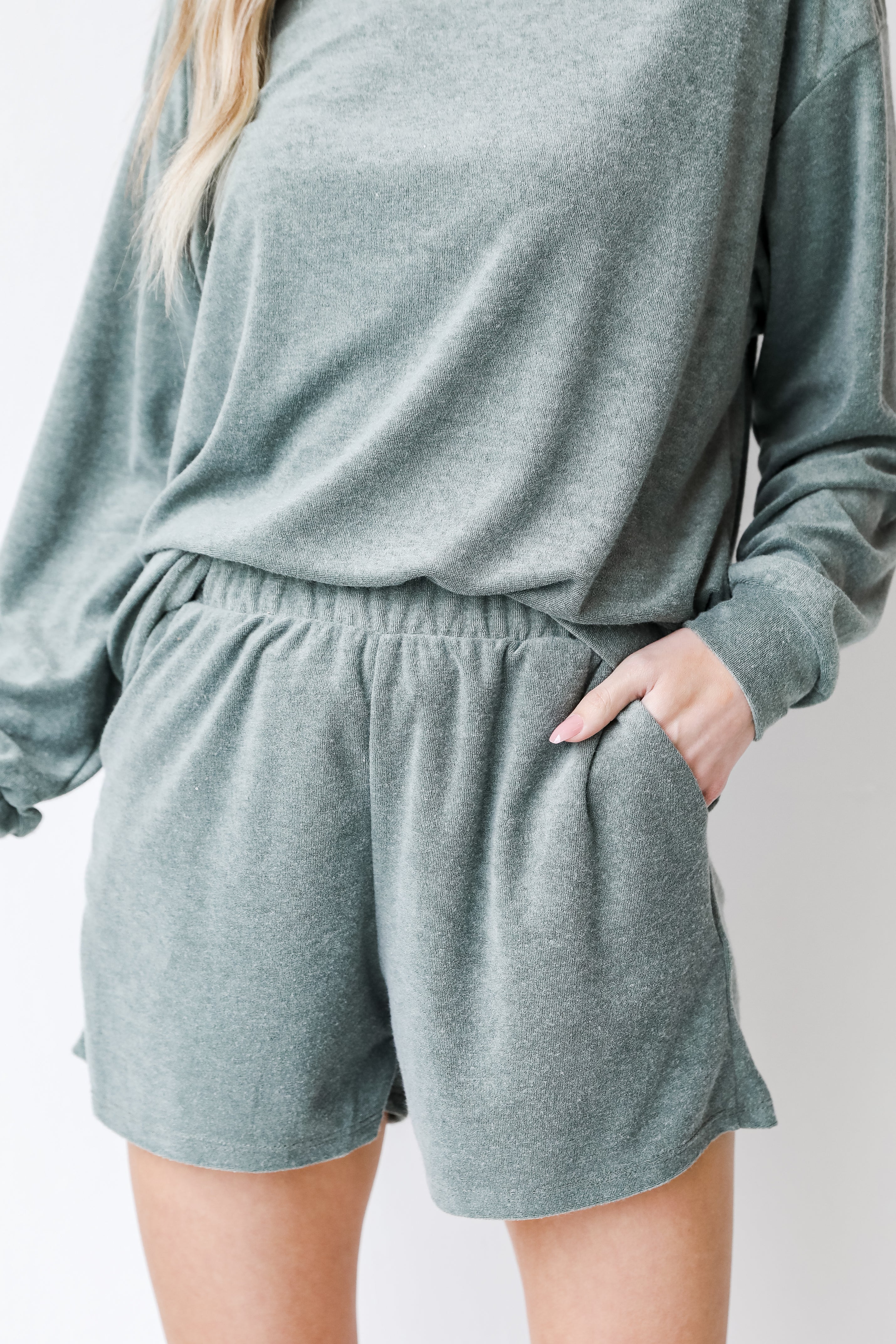 Terry Cloth Shorts in olive