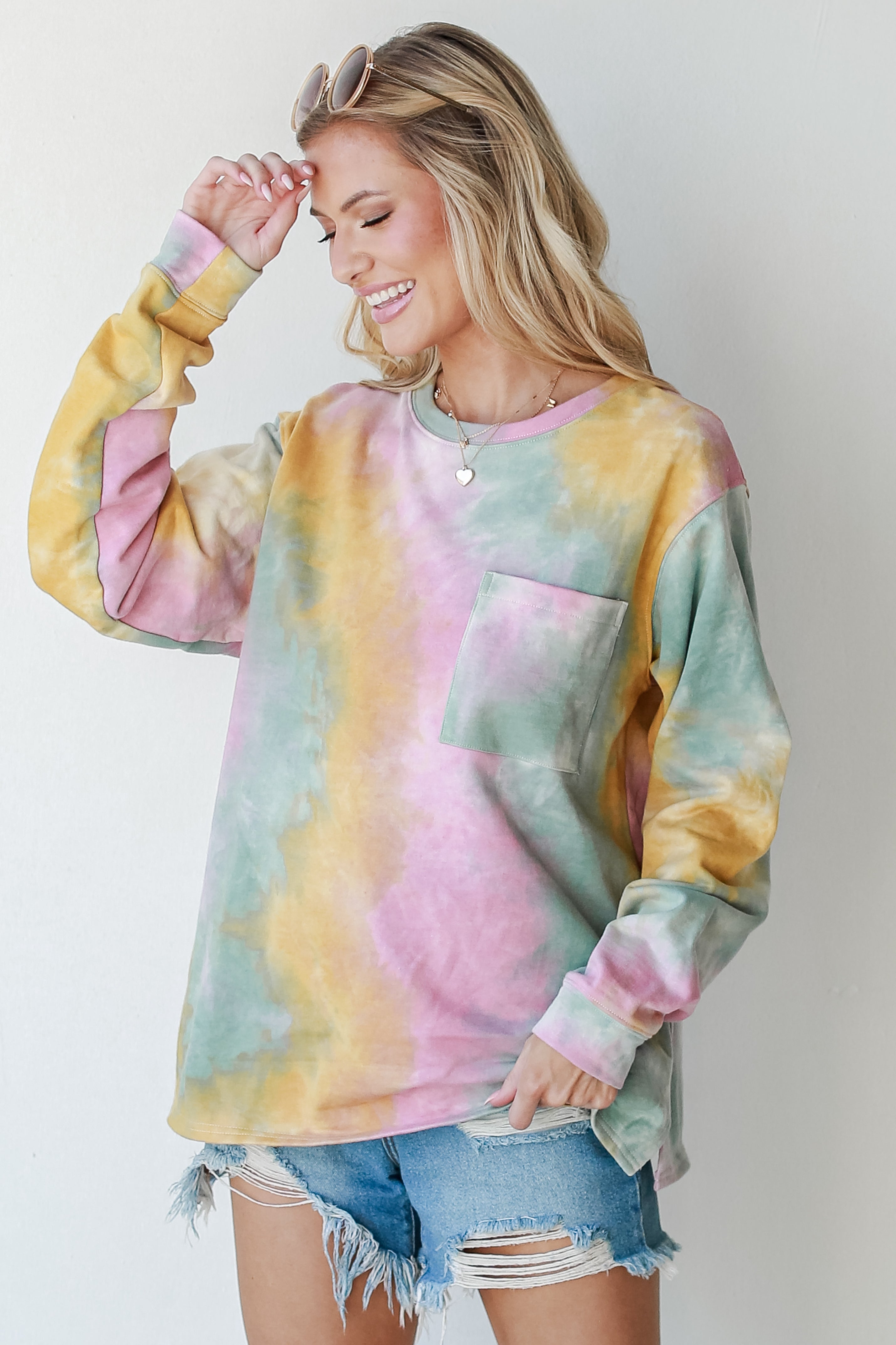 model wearing a Tie-Dye Pullover
