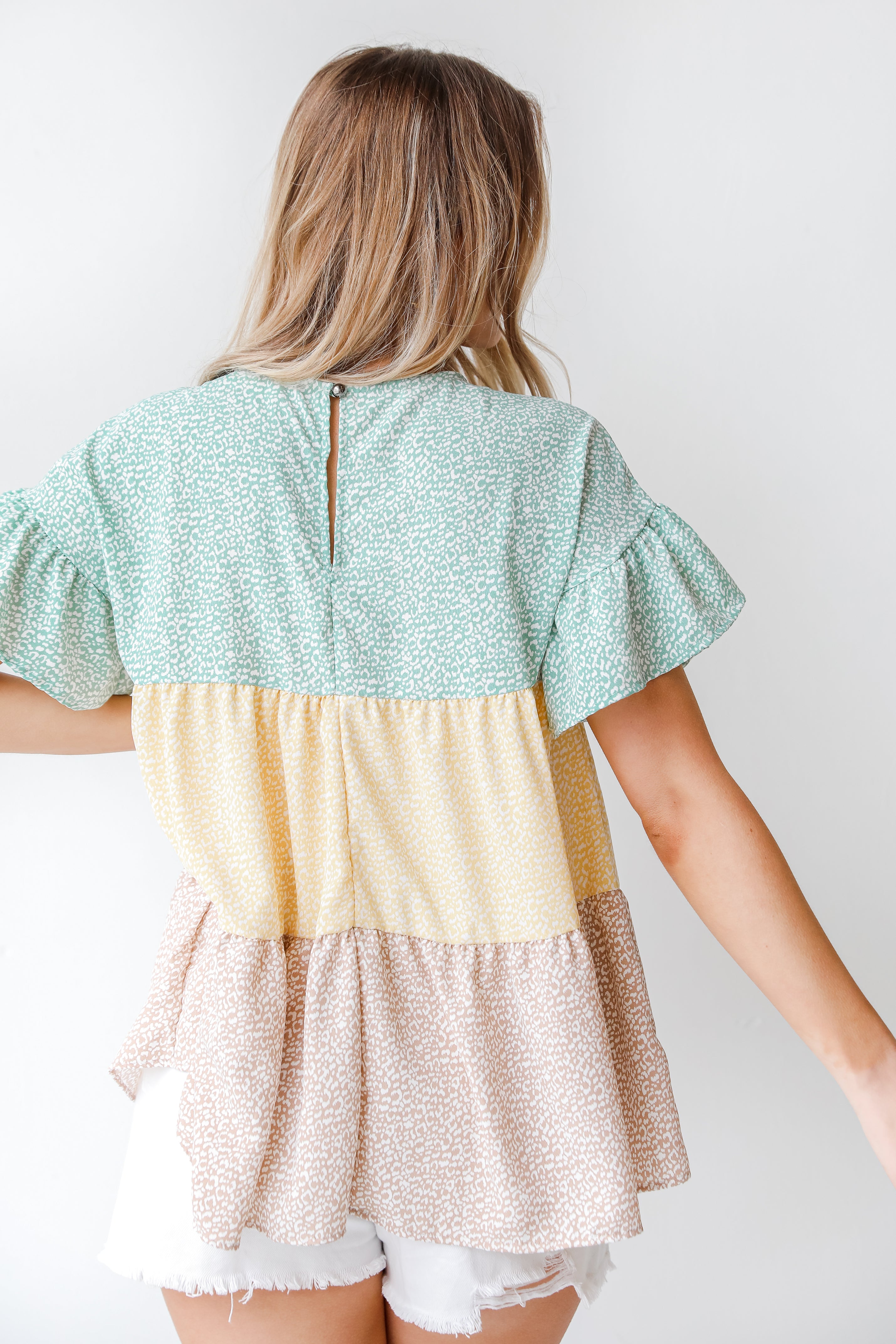 Color Block Tiered Blouse back view