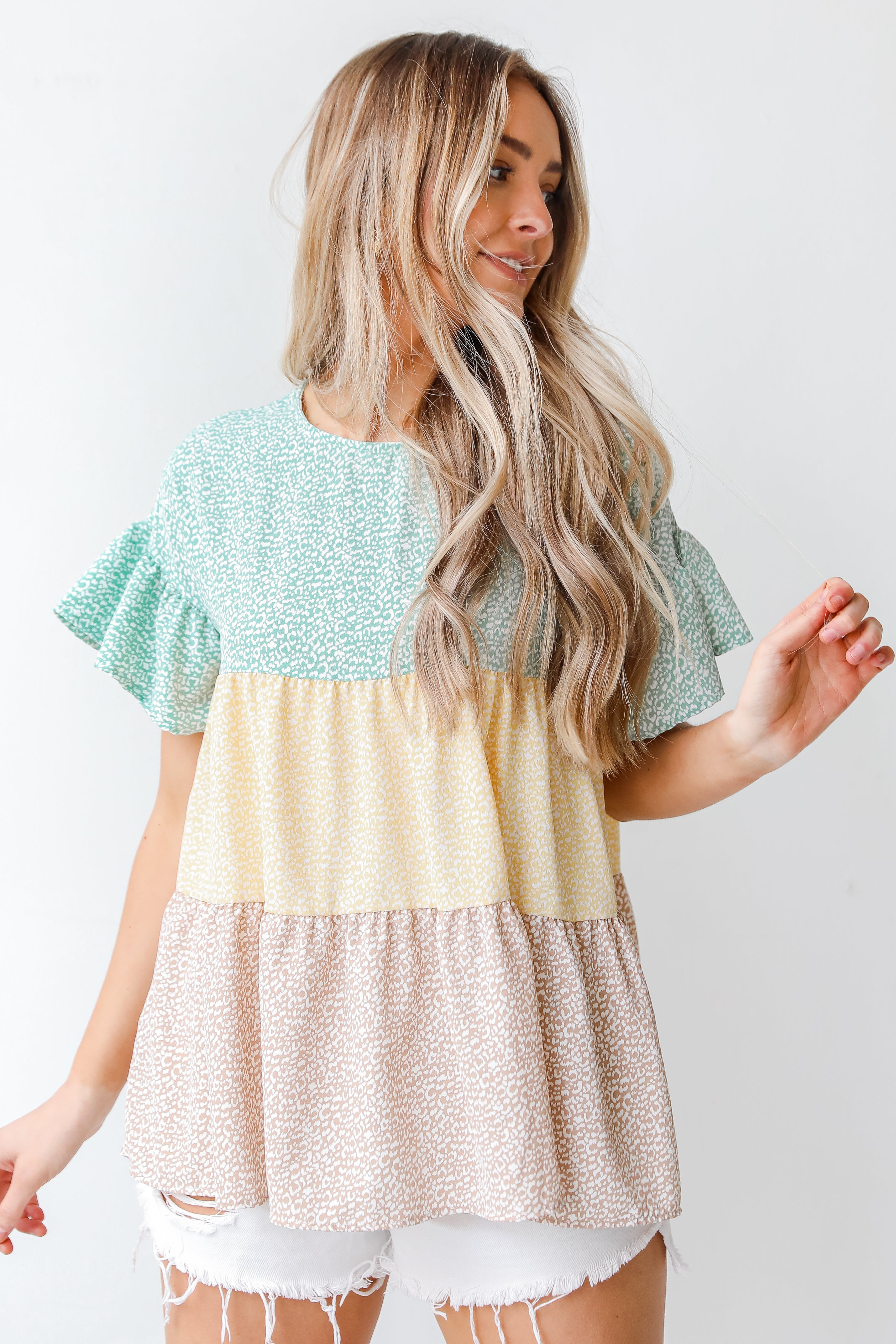 Color Block Tiered Blouse