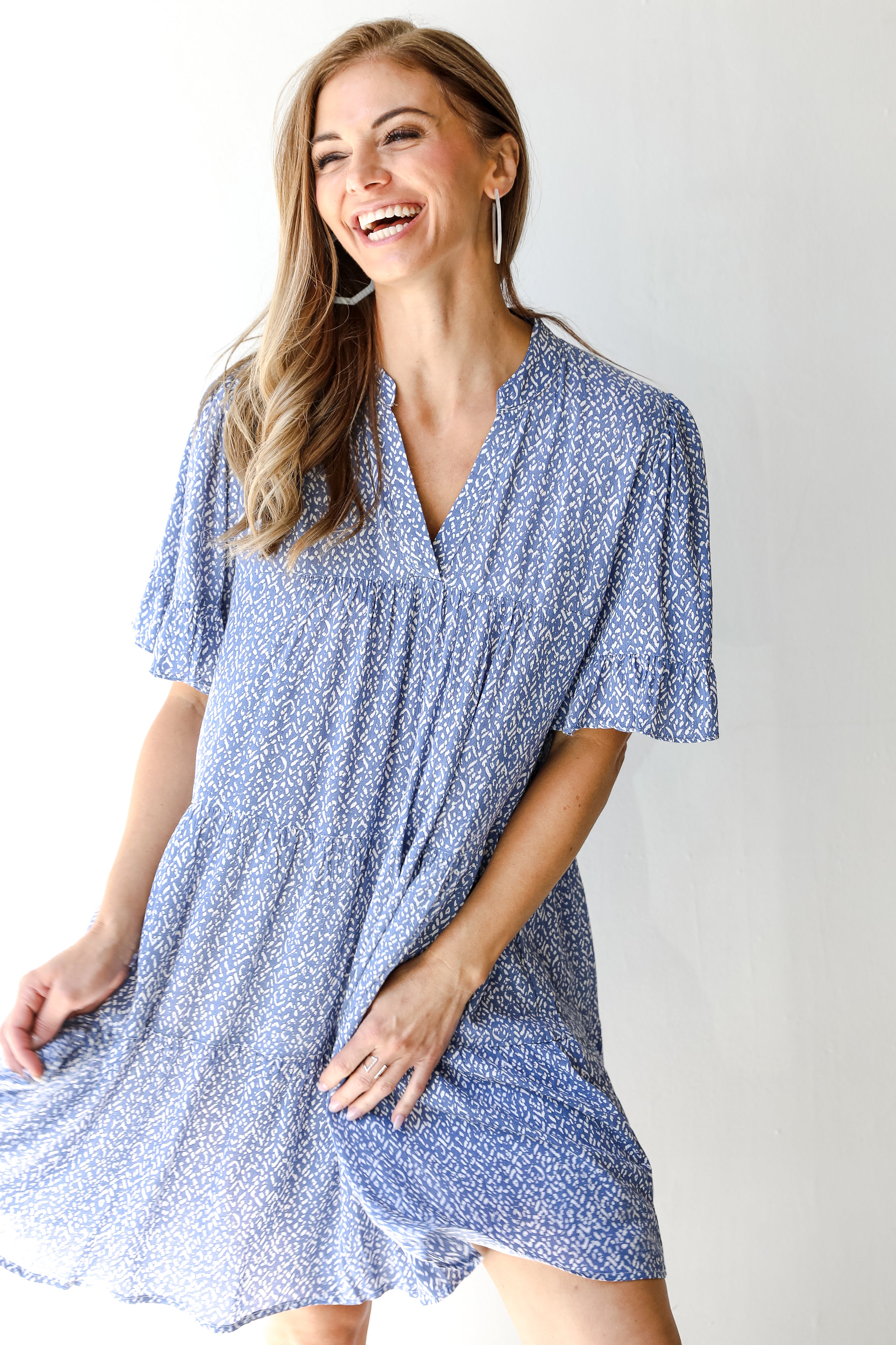 Tiered Mini Dress on model