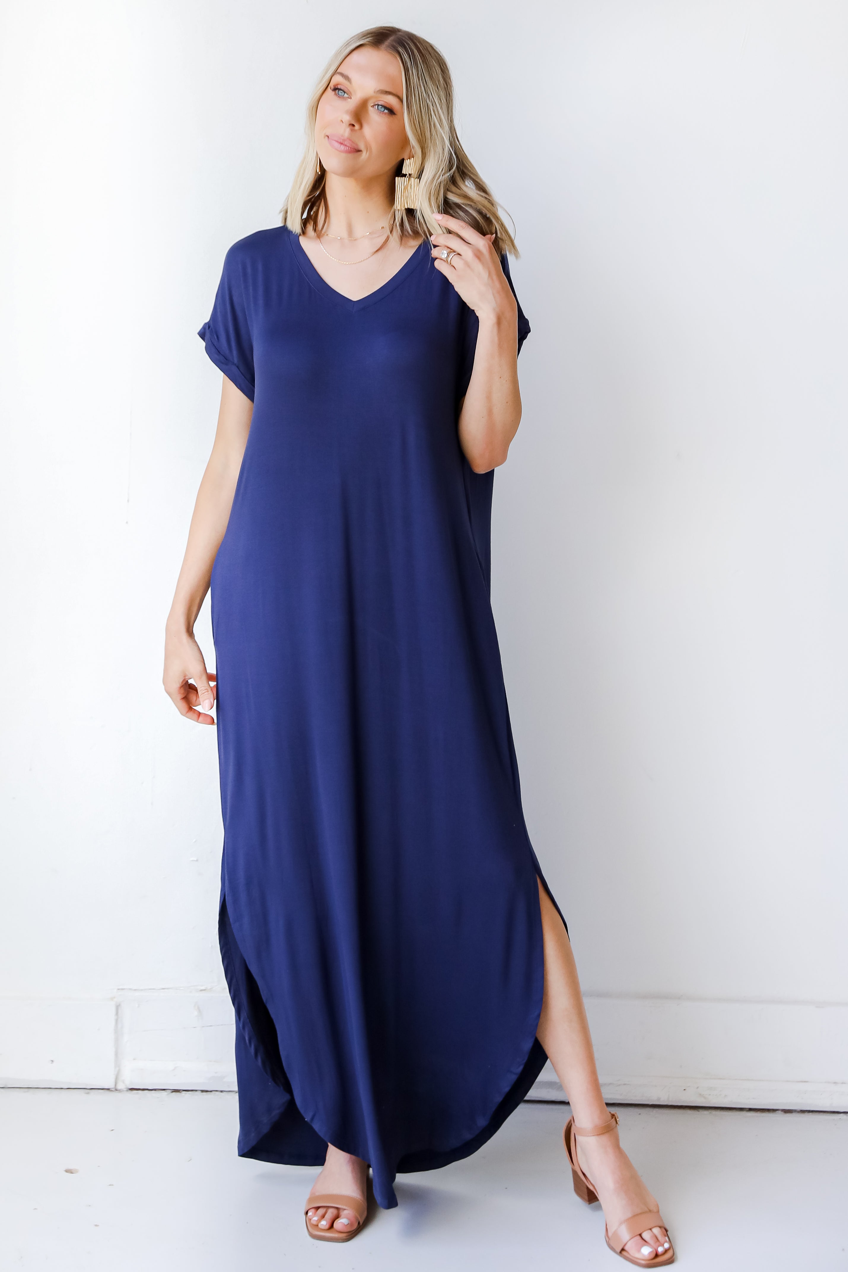 Jersey Maxi Dress in navy