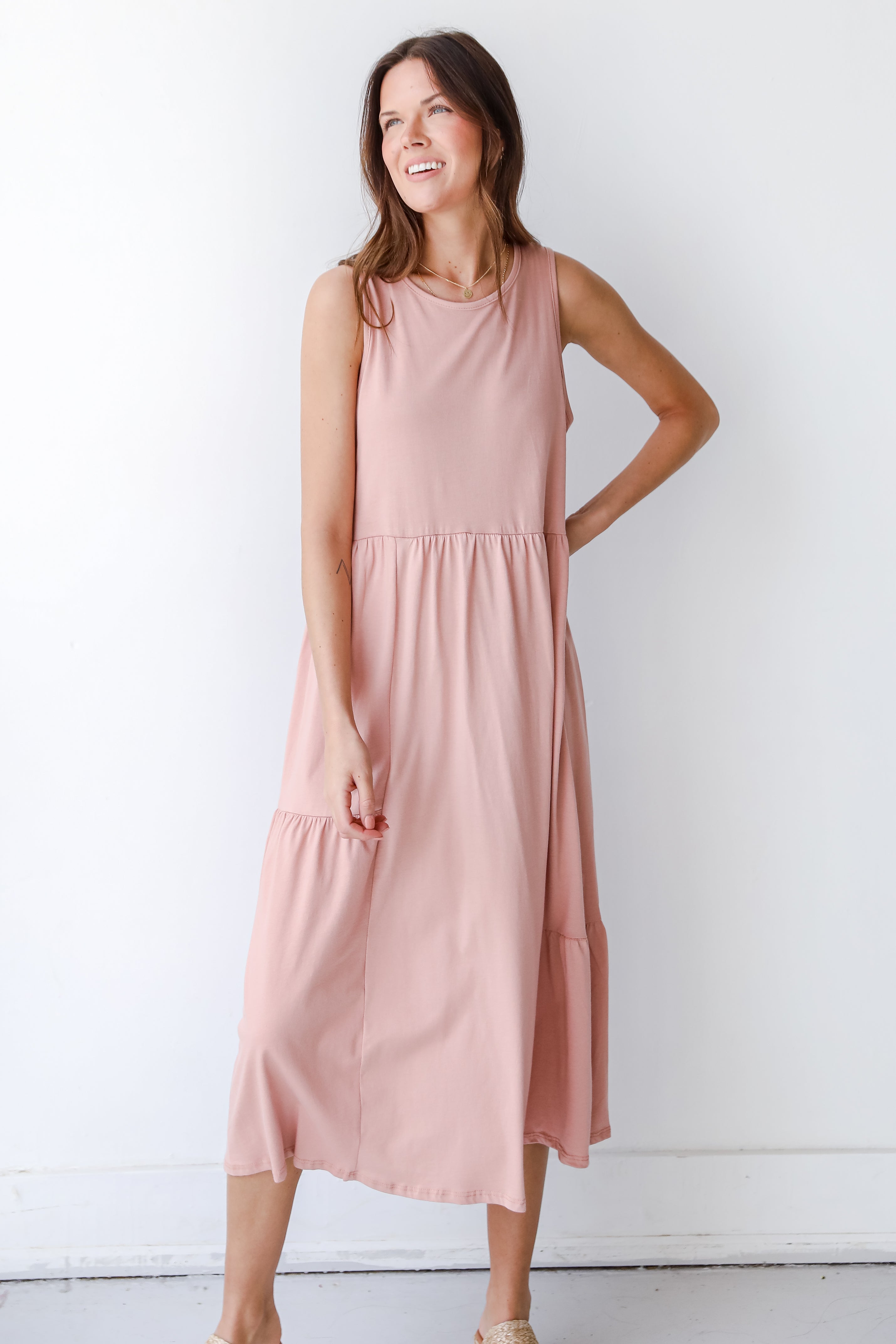 Tiered Maxi Dress in peach
