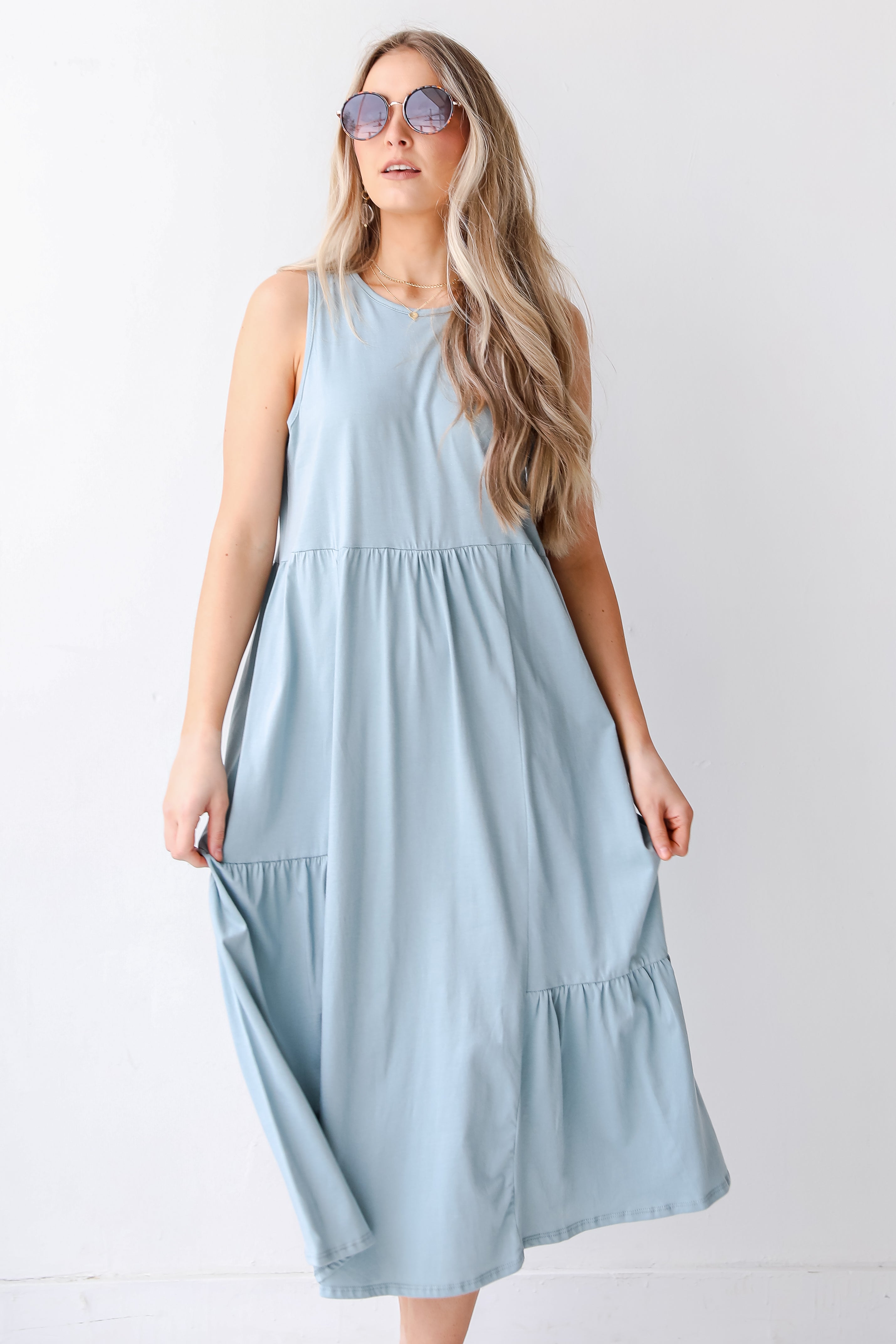 Tiered Maxi Dress in denim