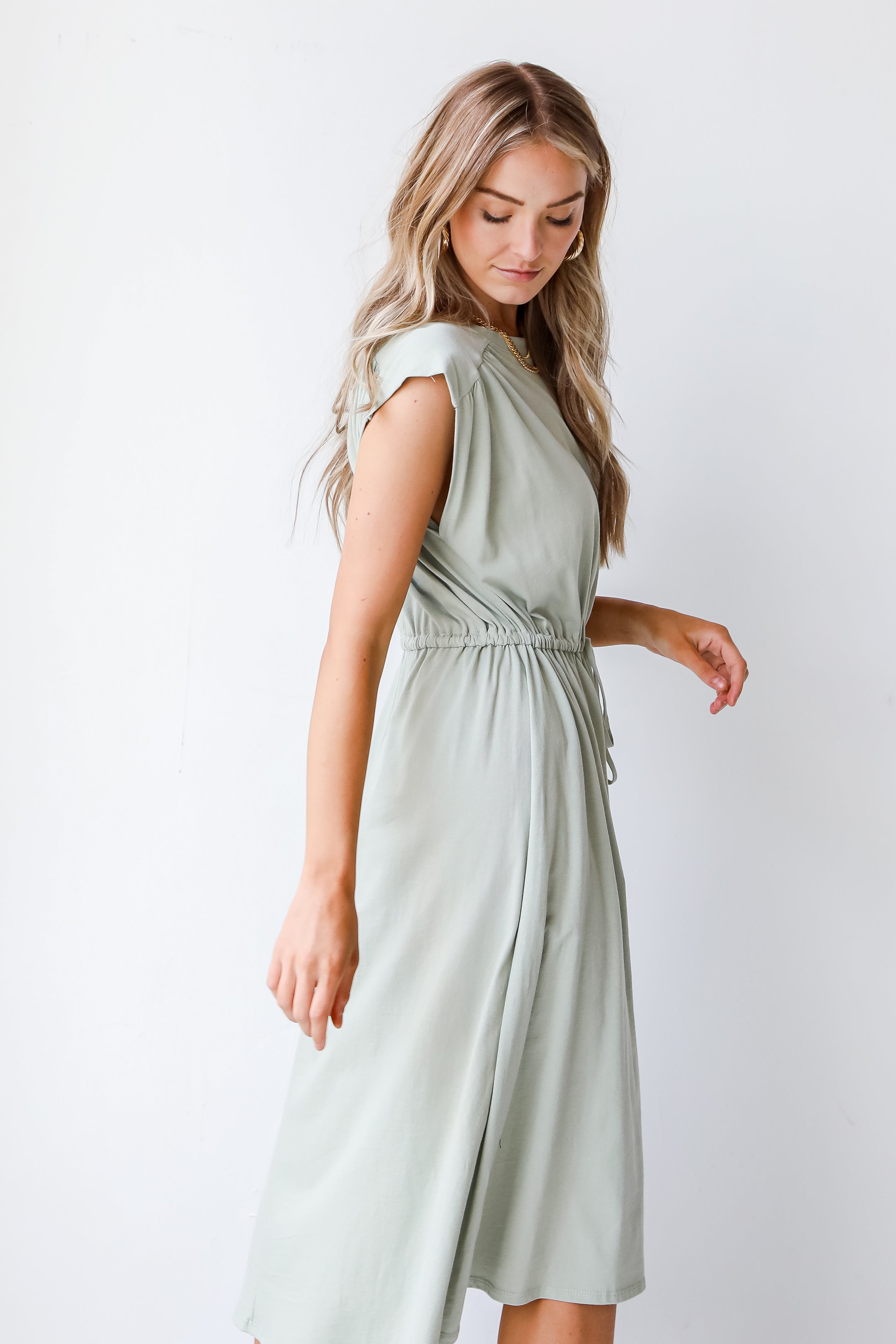 Midi Dress in sage side view