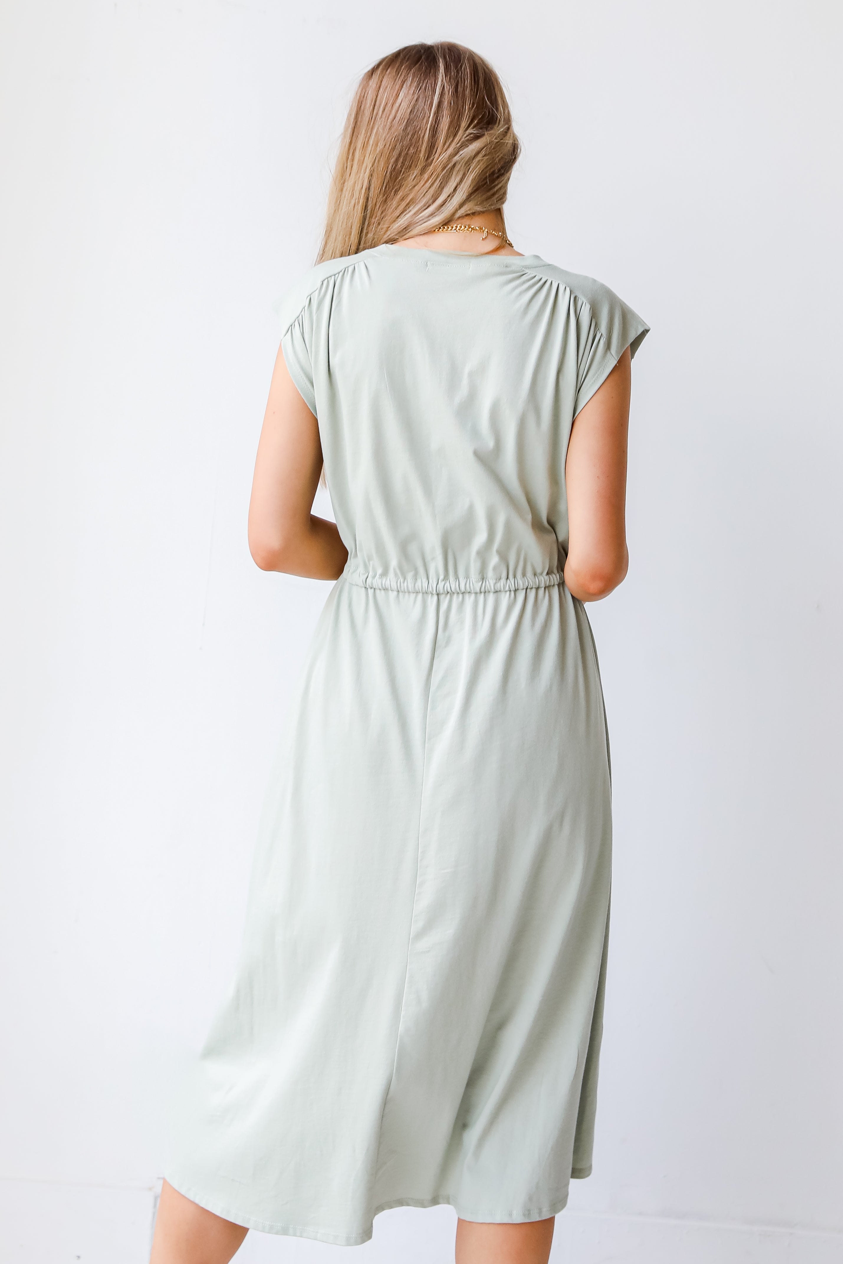 Midi Dress in sage back view
