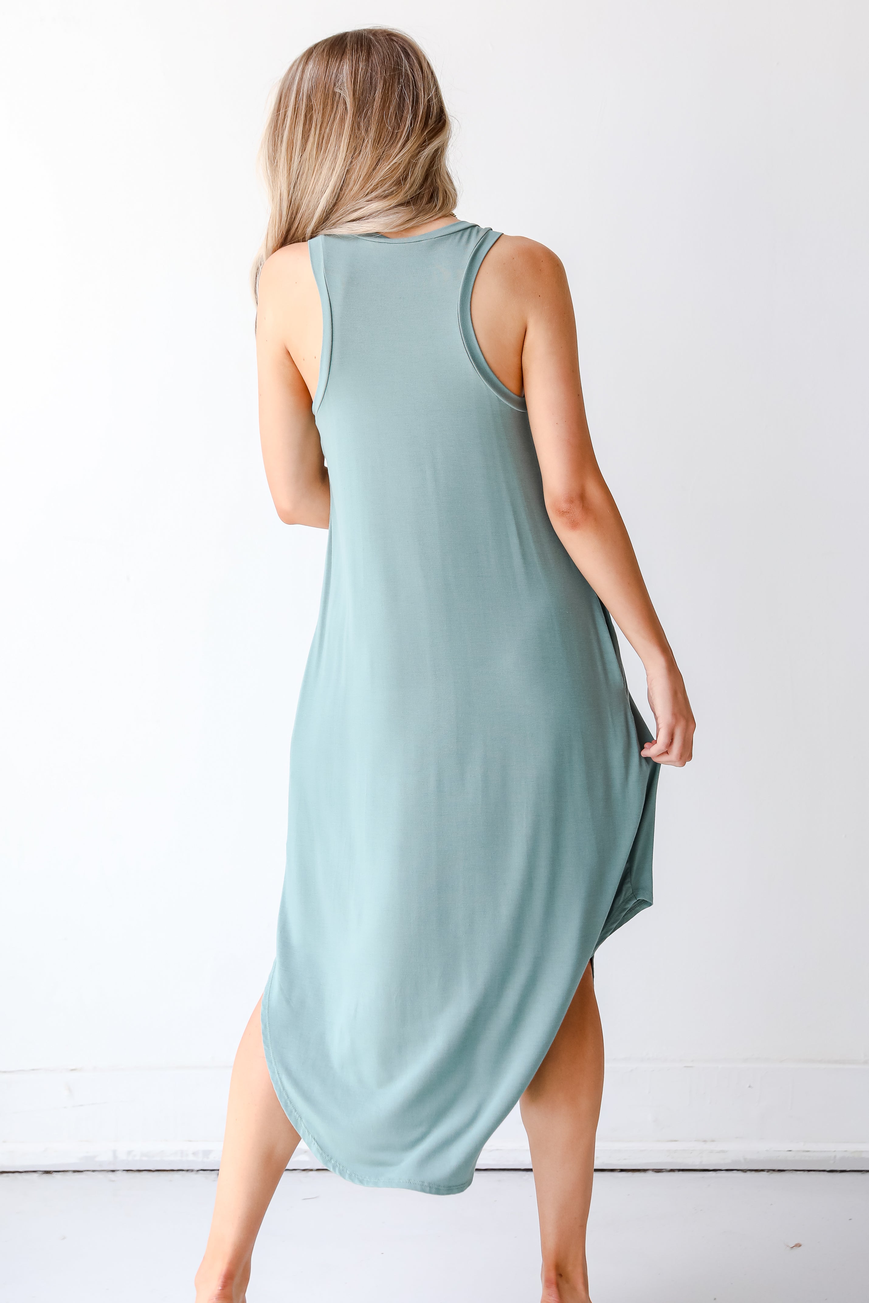 Midi Dress in sage back view