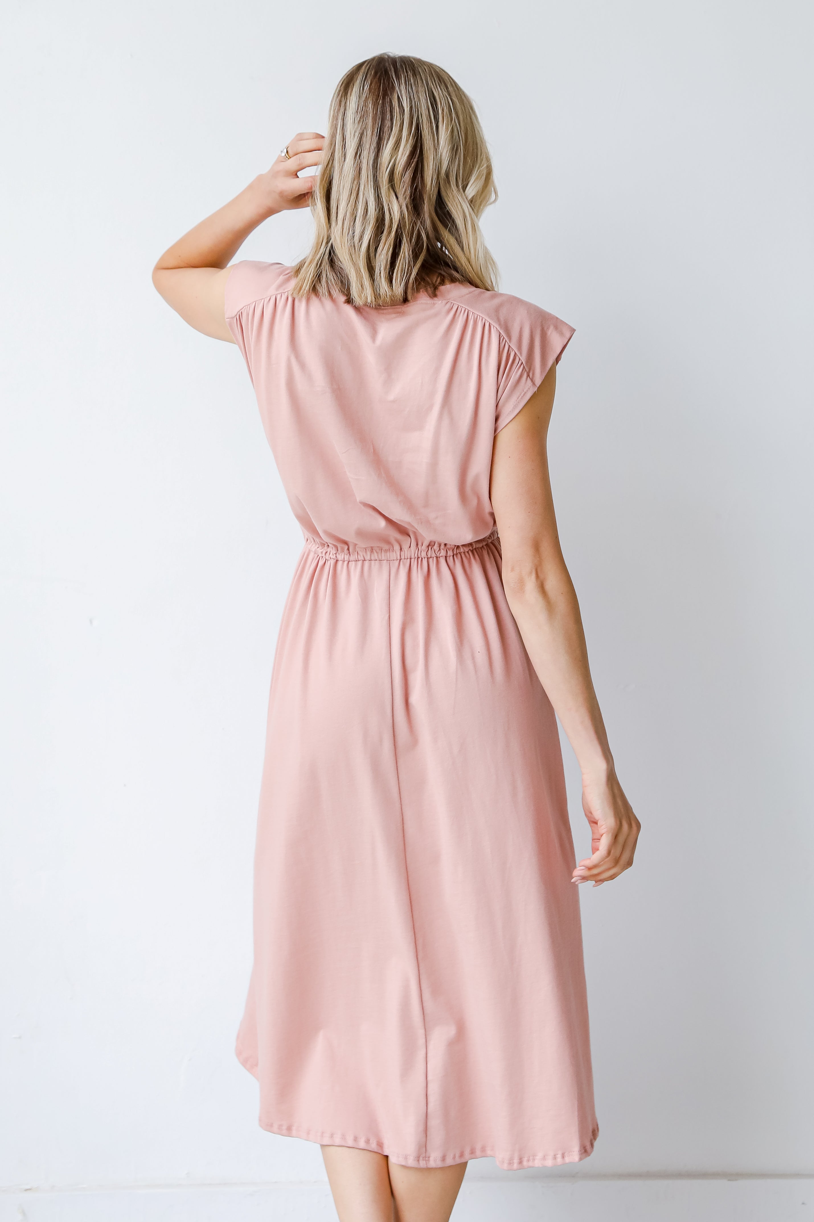 Midi Dress in peach back view