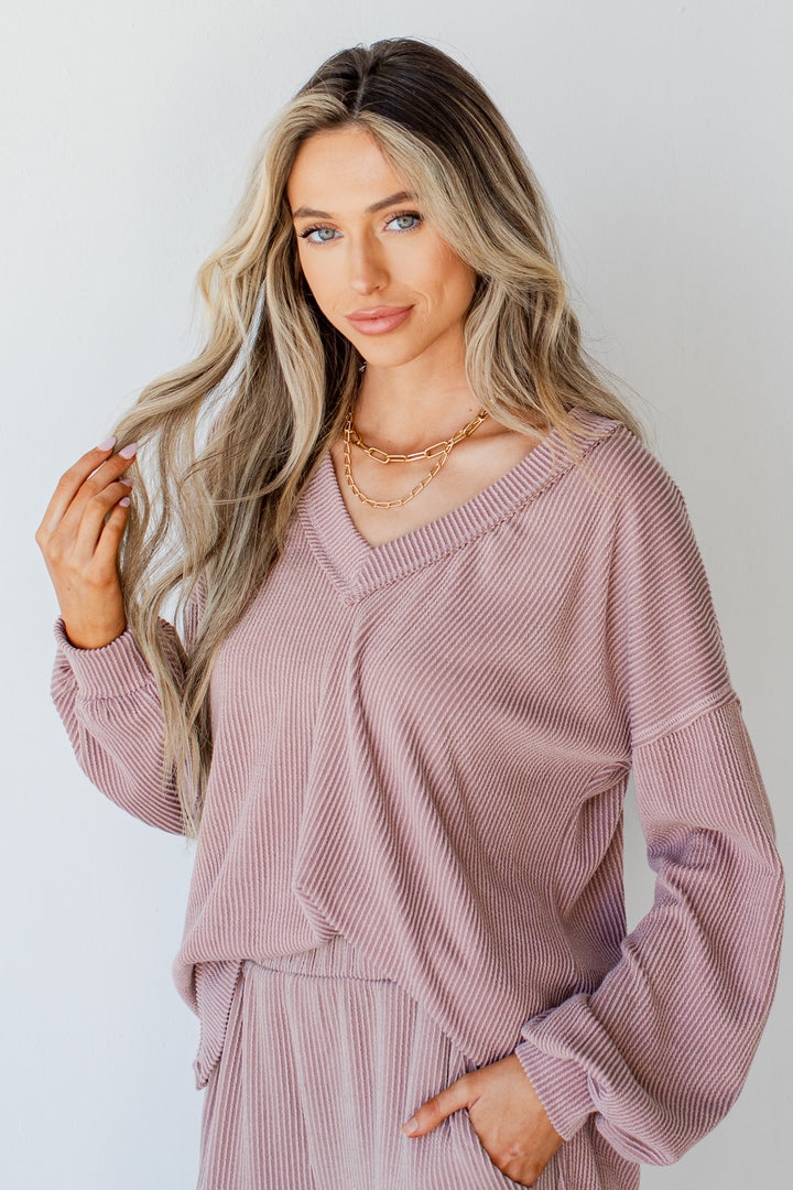 Corded Pullover in blush front view