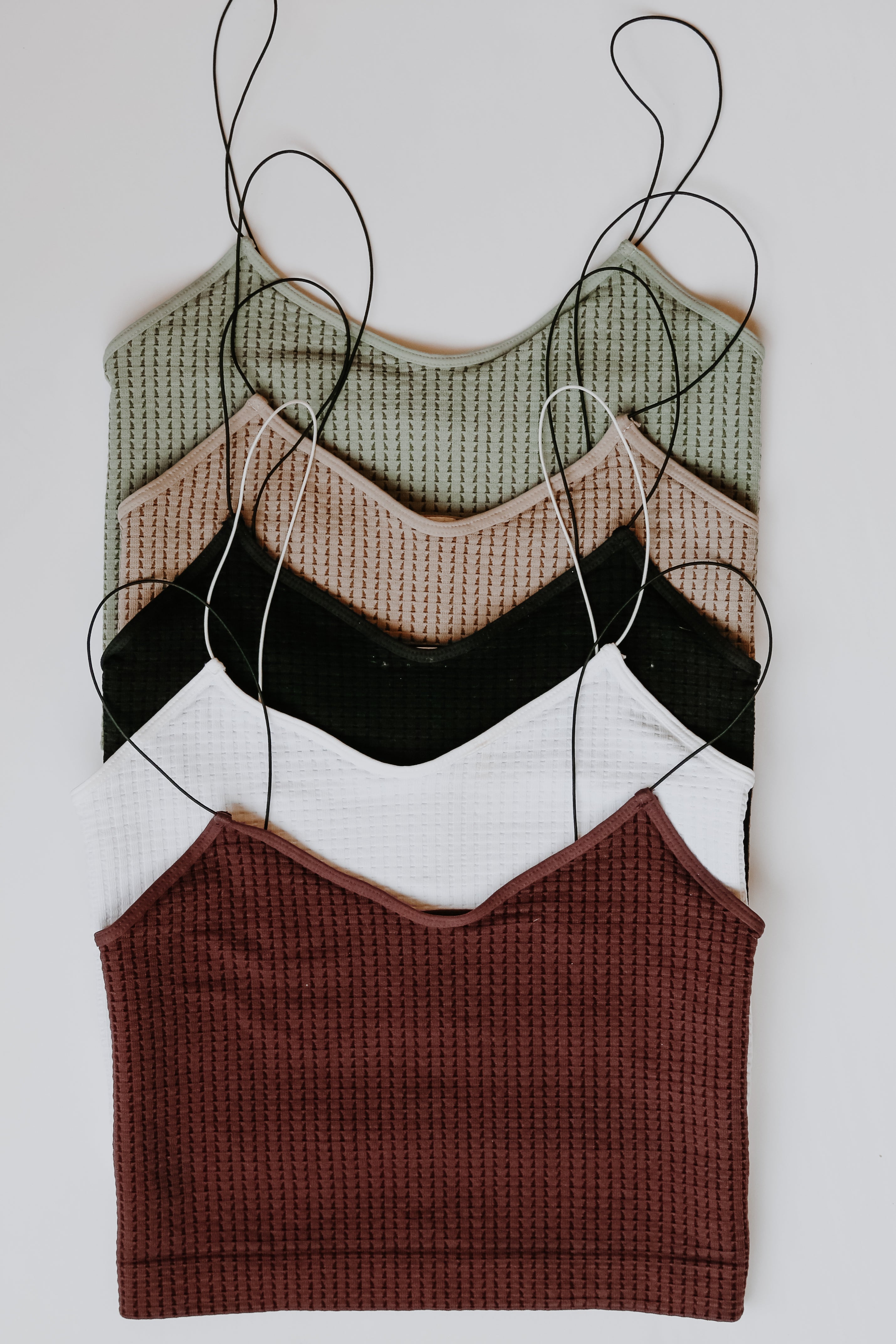 Skinny Strap Waffle Brami flat lay