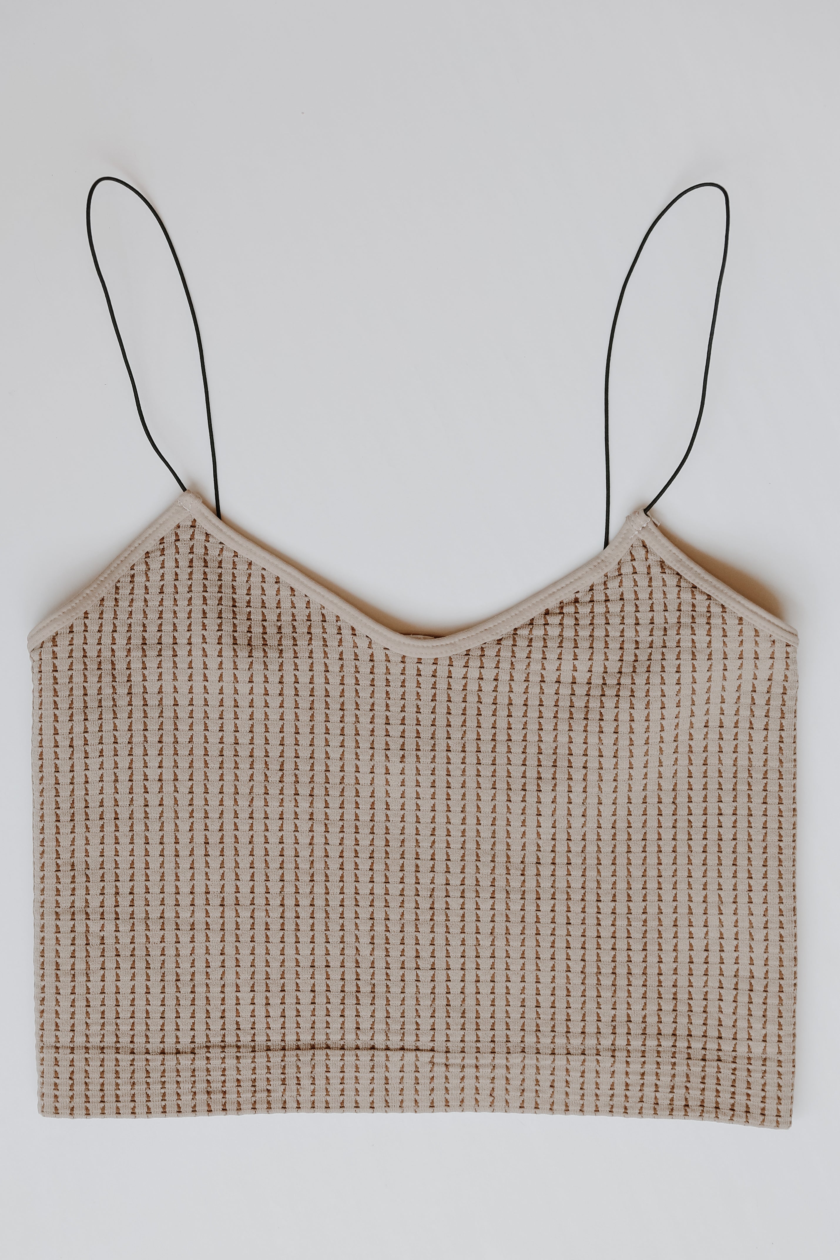 Skinny Strap Waffle Brami in taupe flat lay