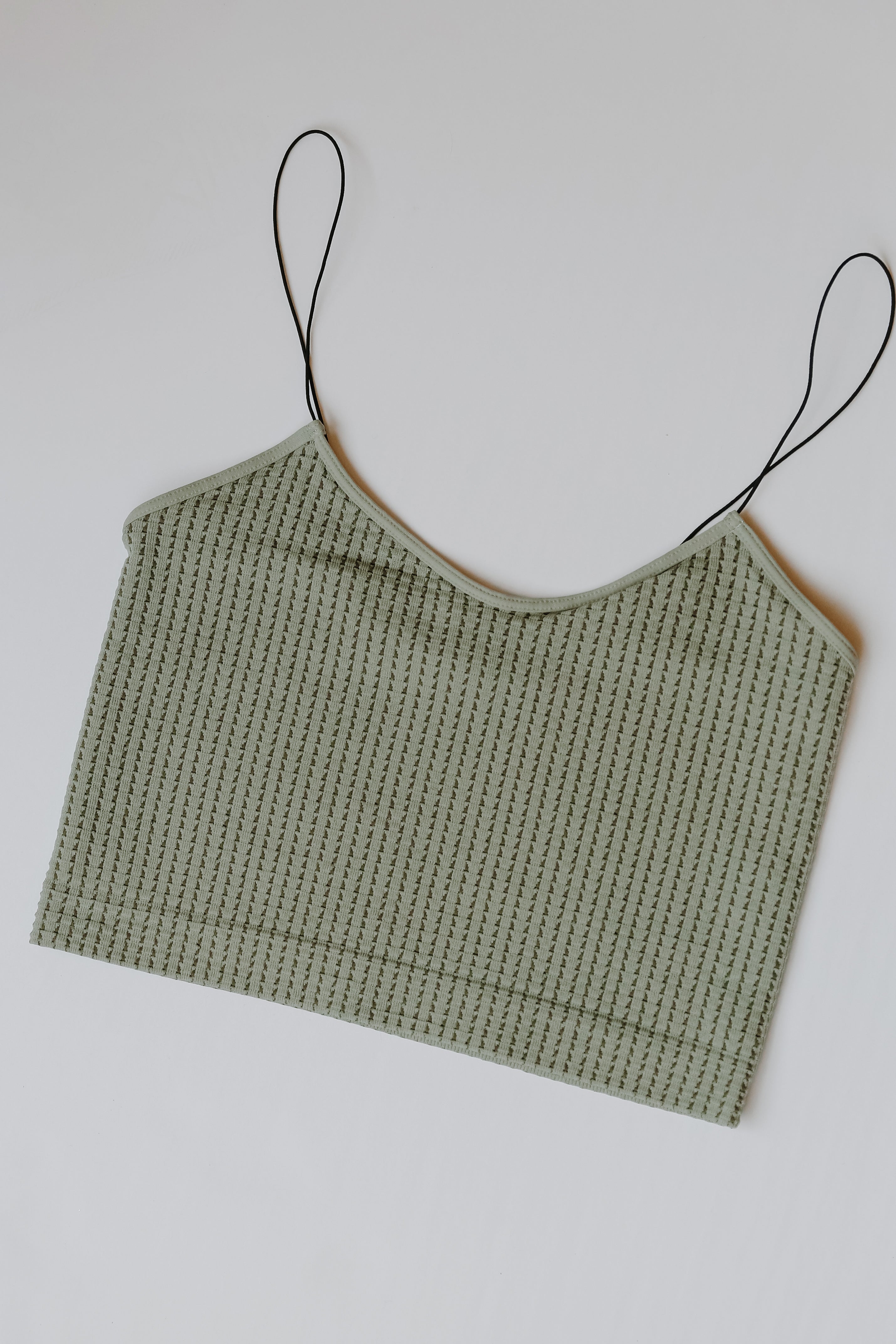 Skinny Strap Waffle Brami in sage flat lay