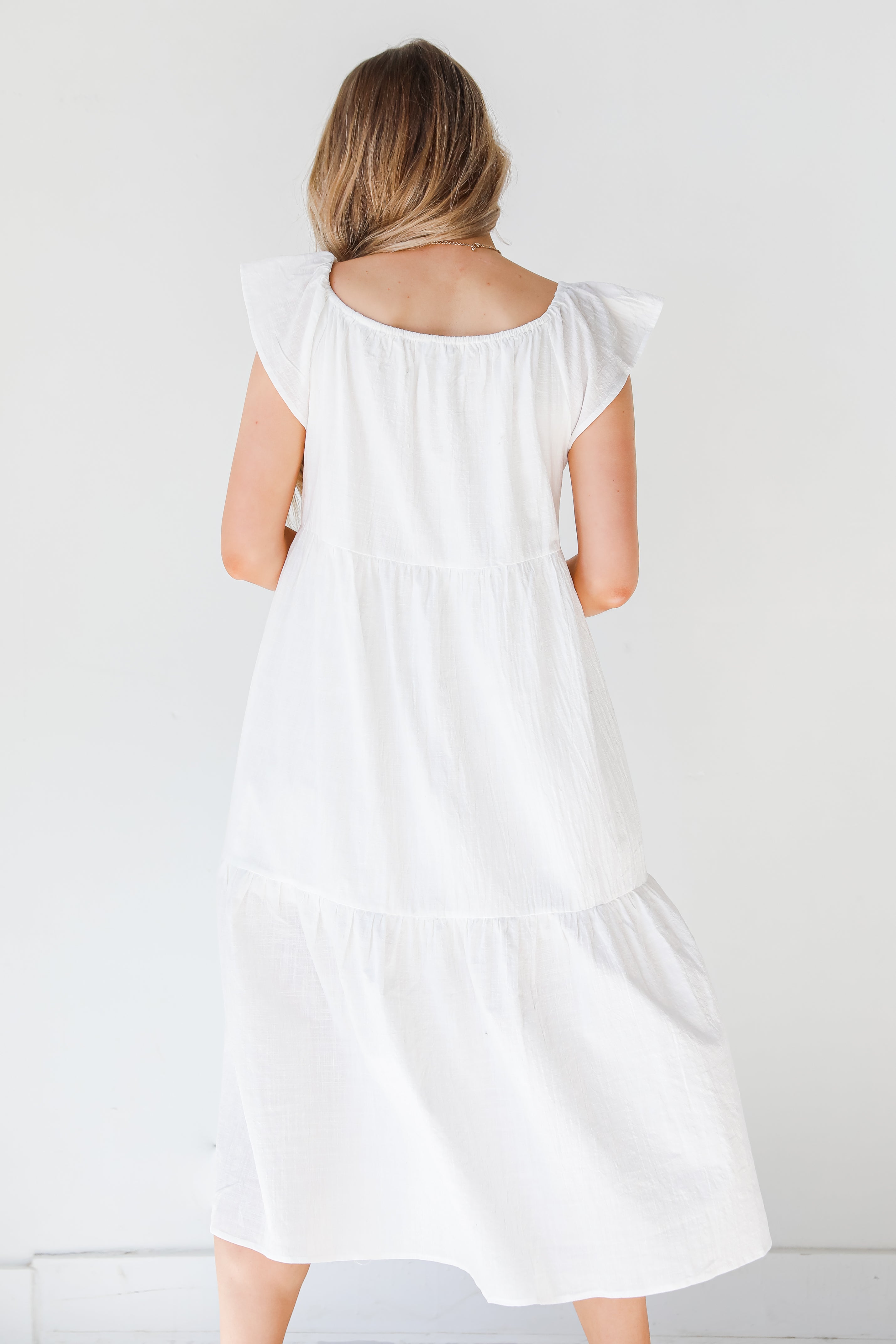 Linen Midi Dress back view