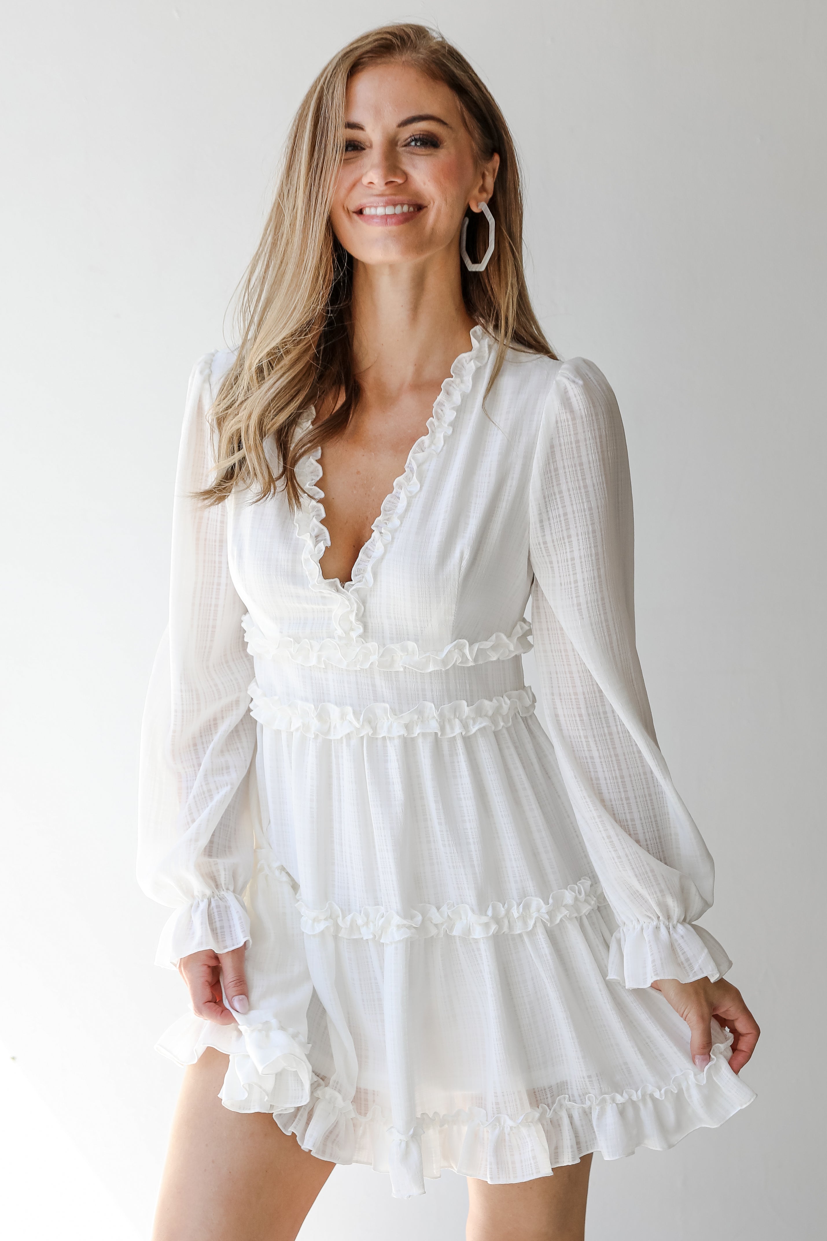 Ruffle Mini Dress on model