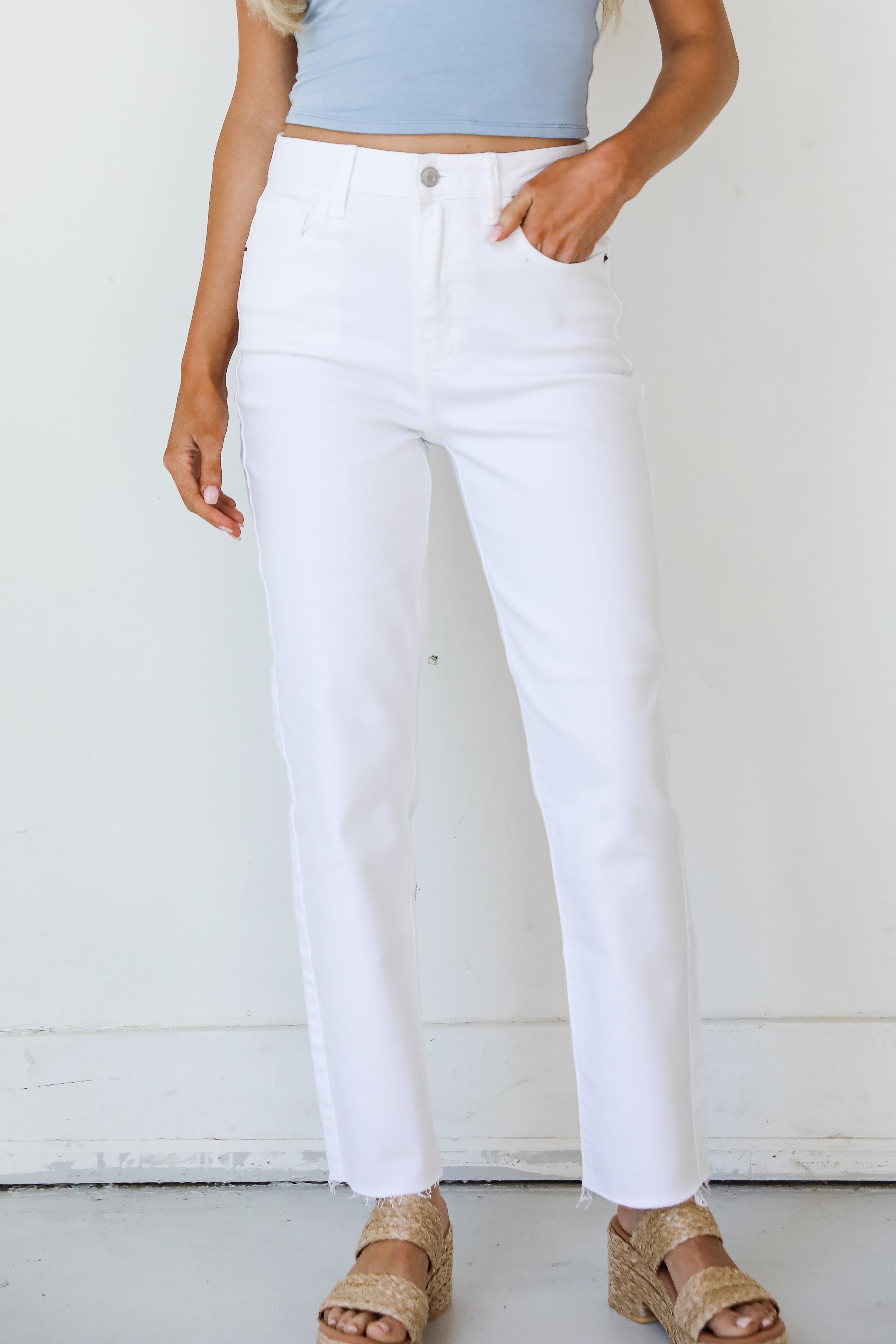 White Straight Leg Jeans