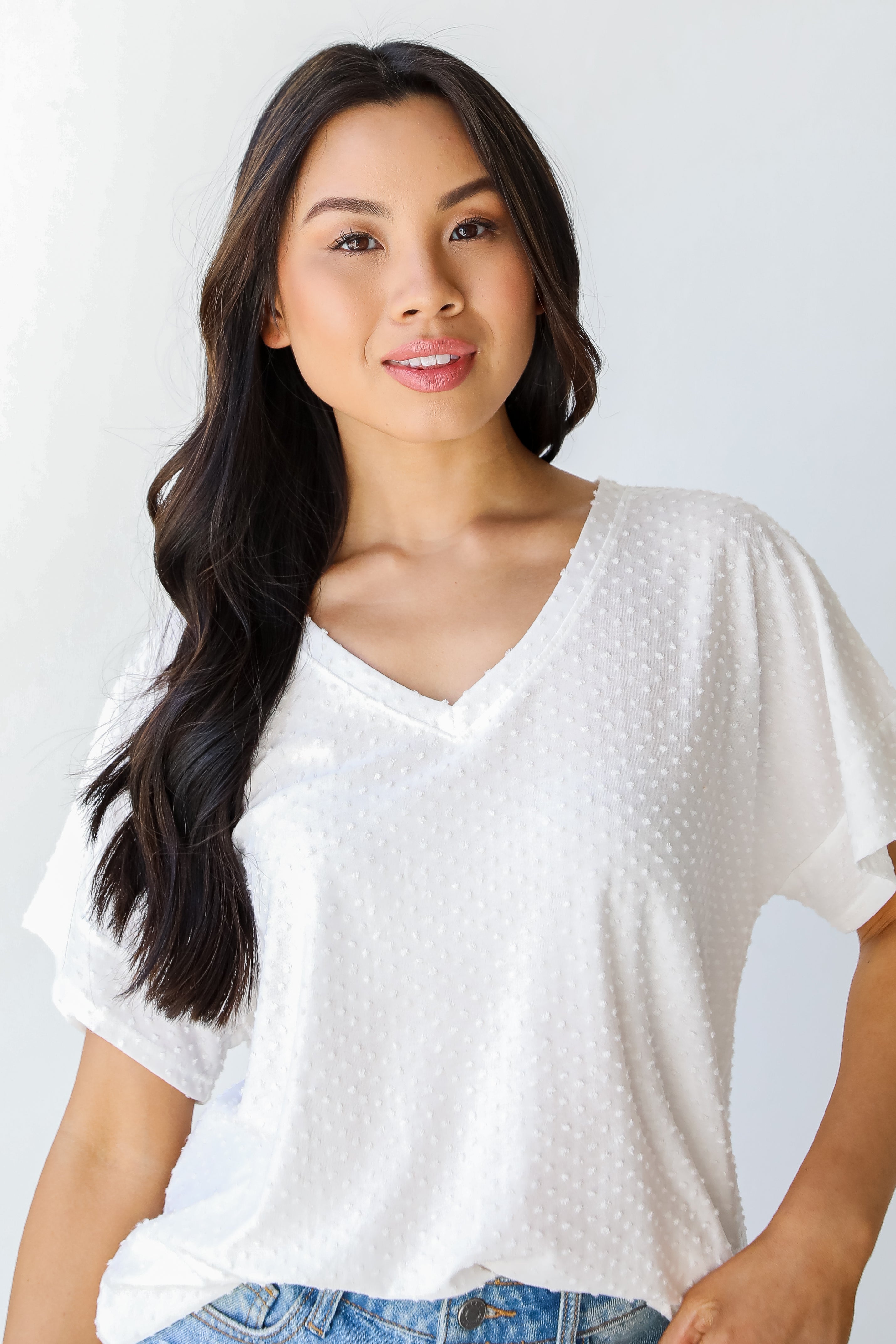 Swiss Dot Tee on model