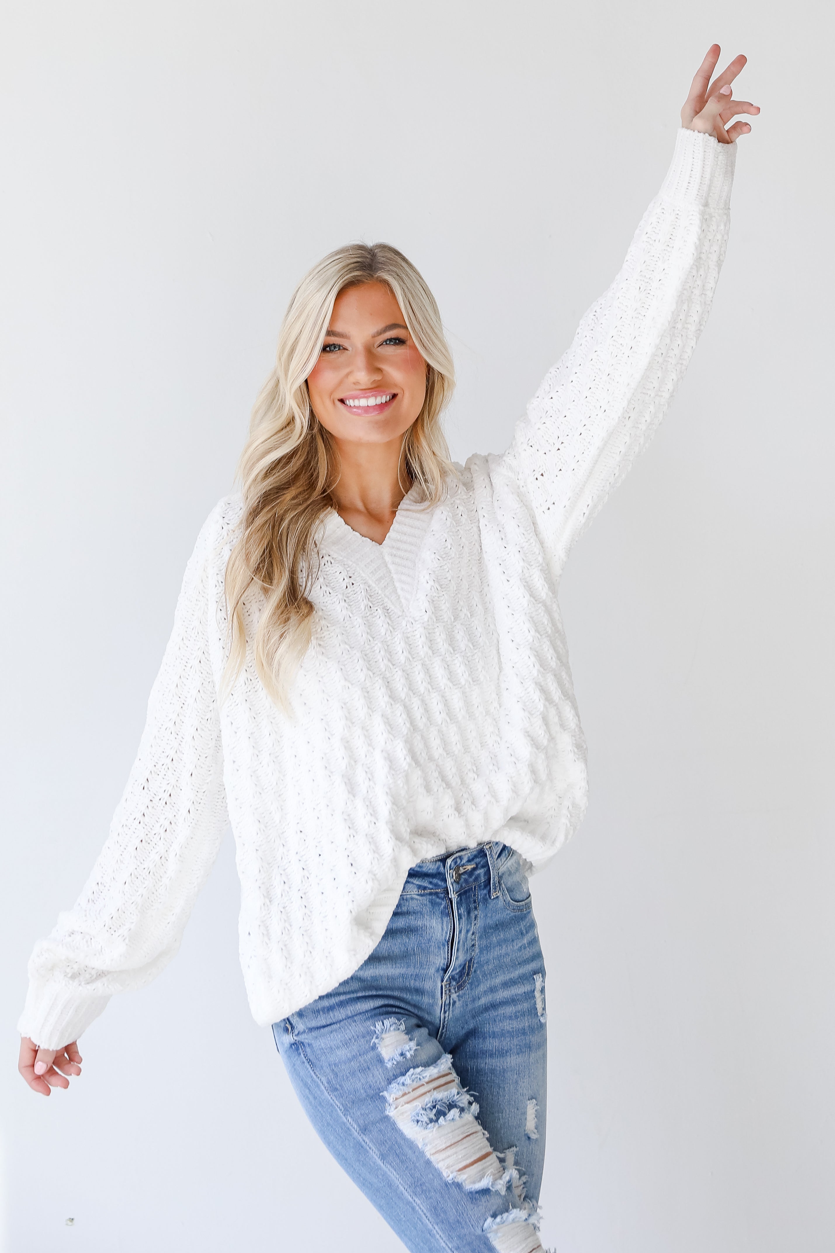 Chenille Sweater on model