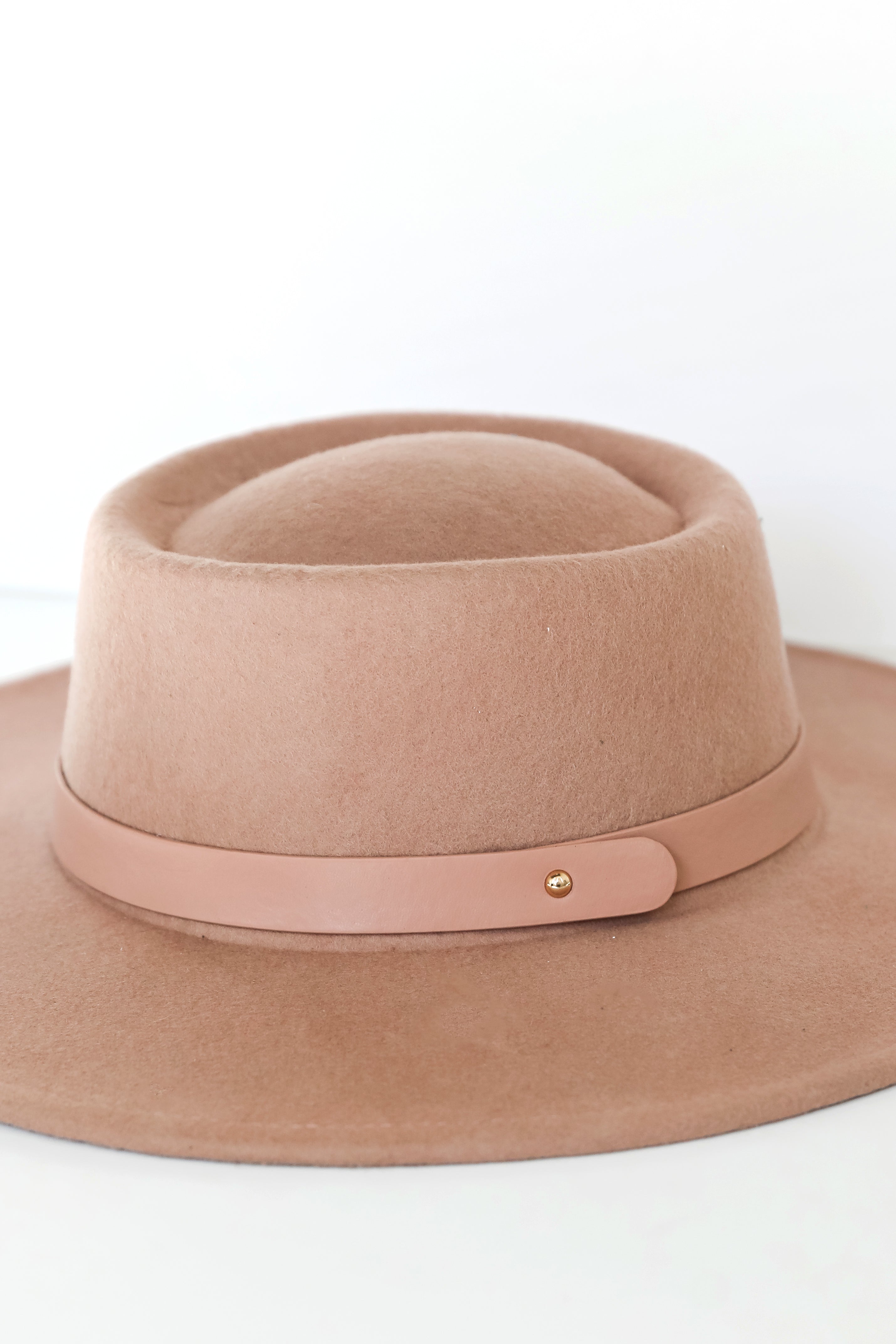 mauve Wide Brim Hat close up