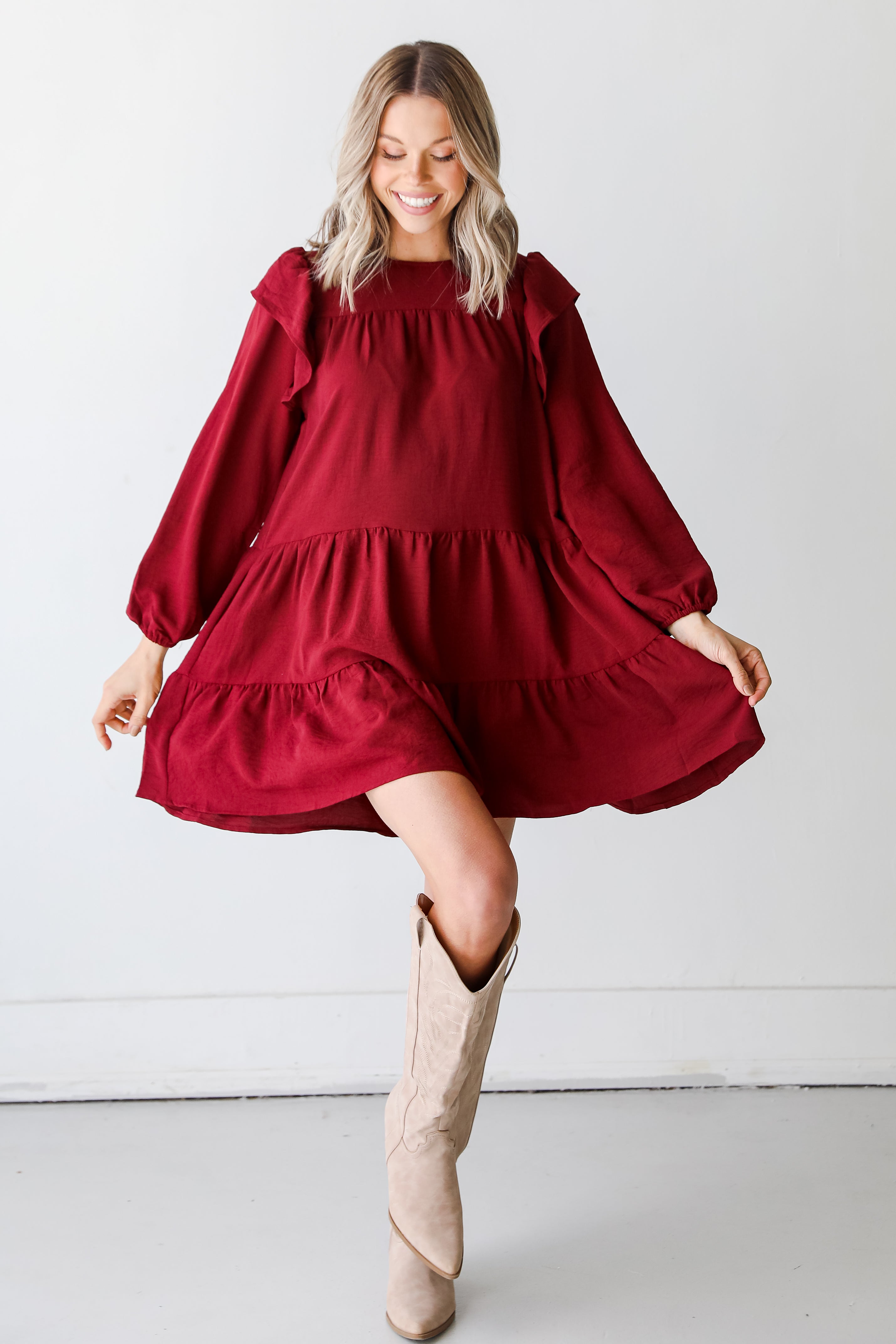 red Tiered Mini Dress