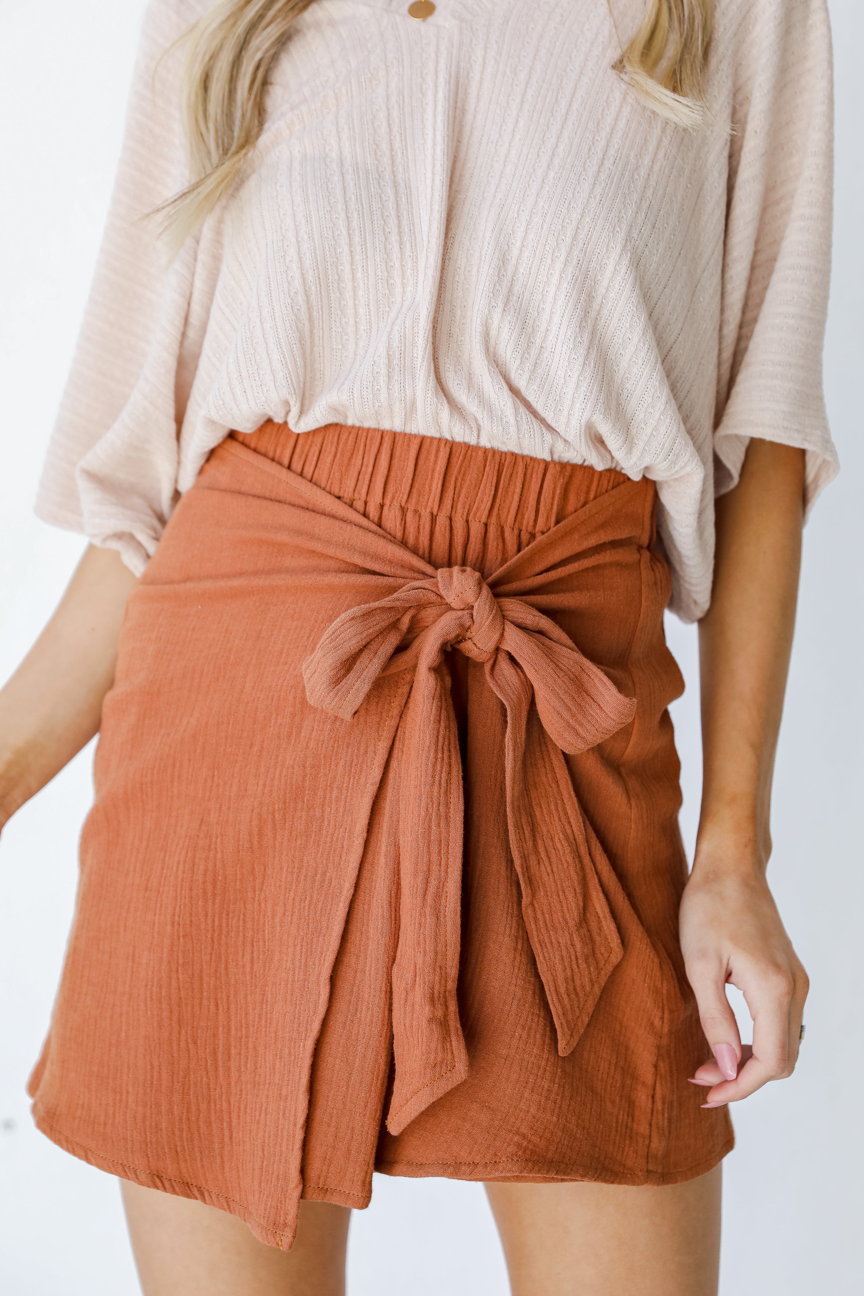 Wrap Mini Skirt in camel