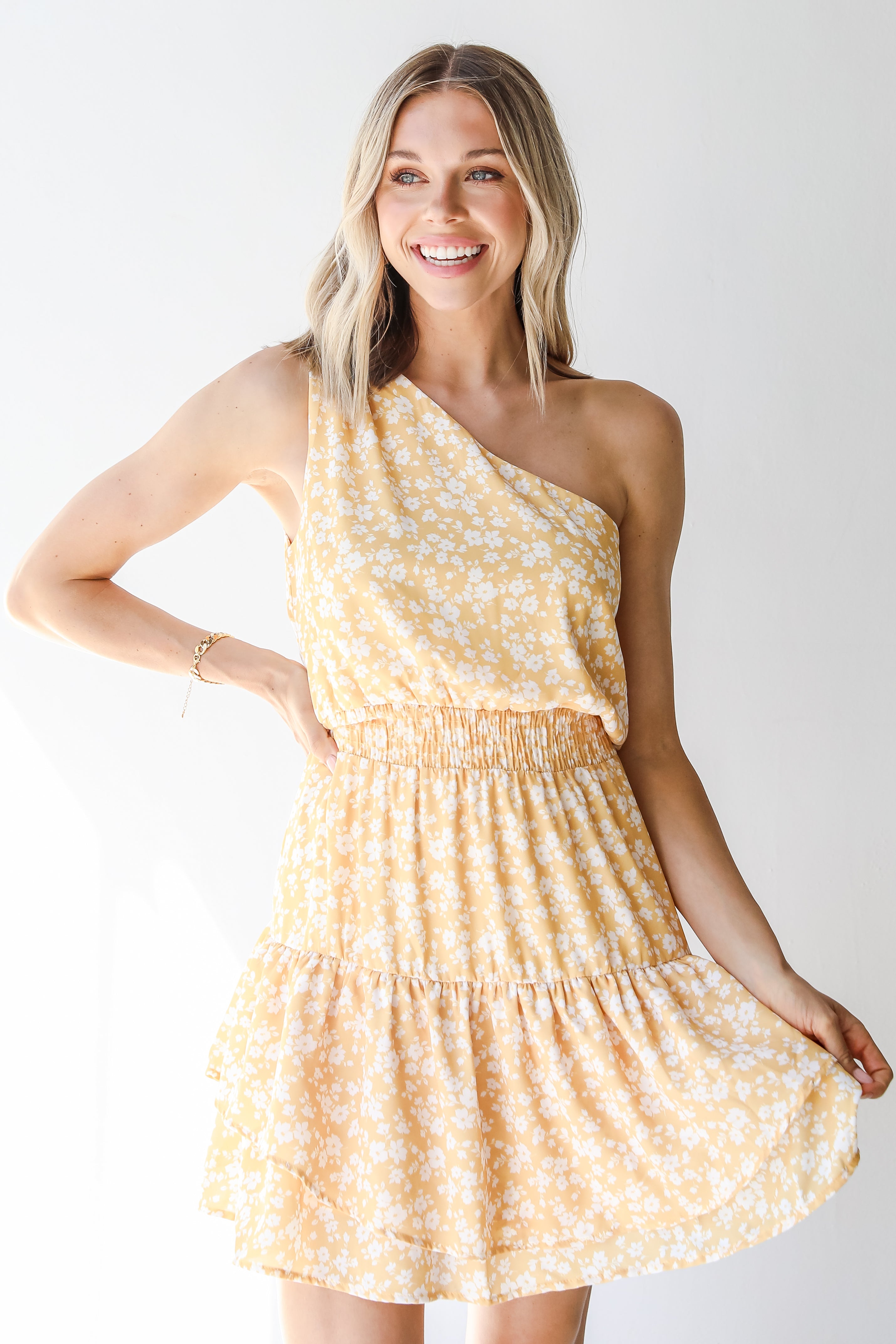 Floral One-Shoulder Mini Dress