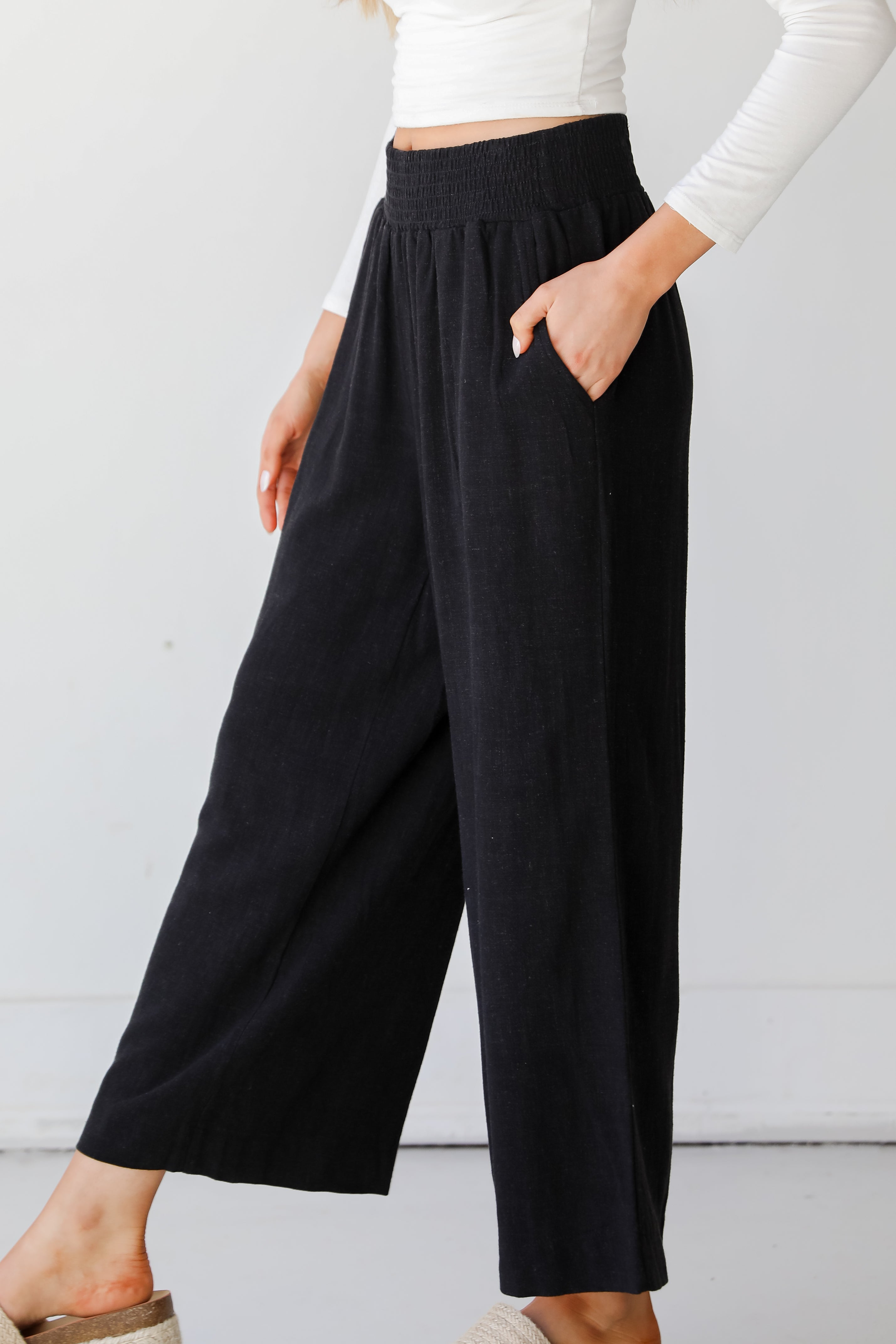 black Linen Pants side view