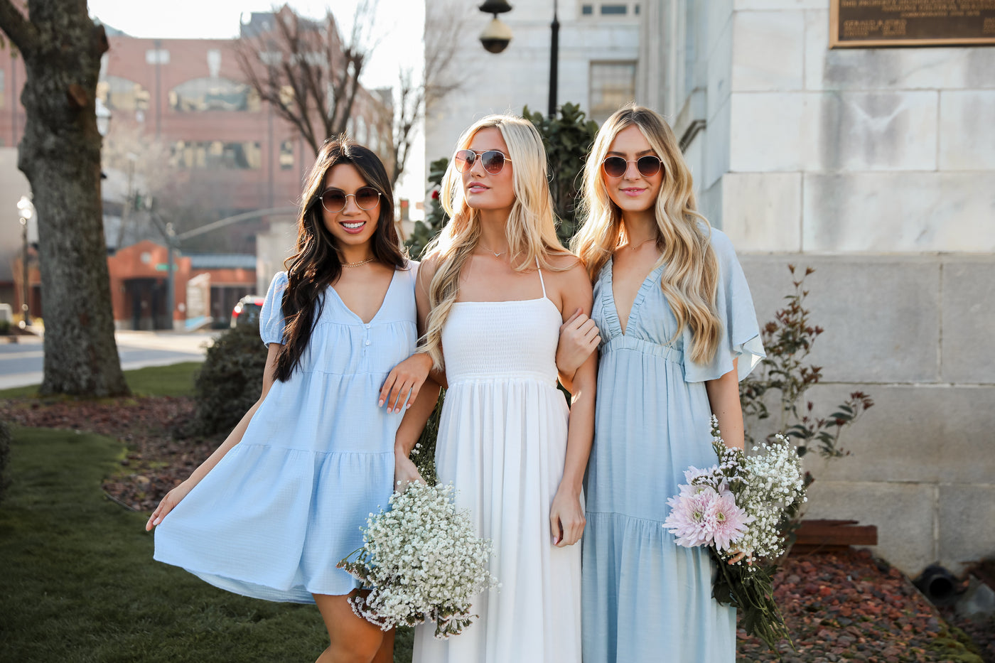 models wearing cute spring dresses