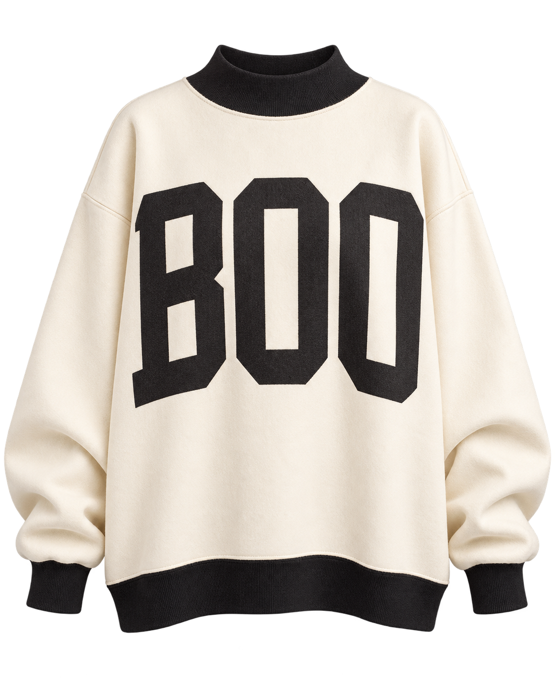Here For The Boos Ivory Reversible Mock Neck