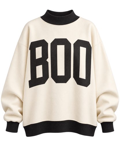 Here For The Boos Ivory Reversible Mock Neck