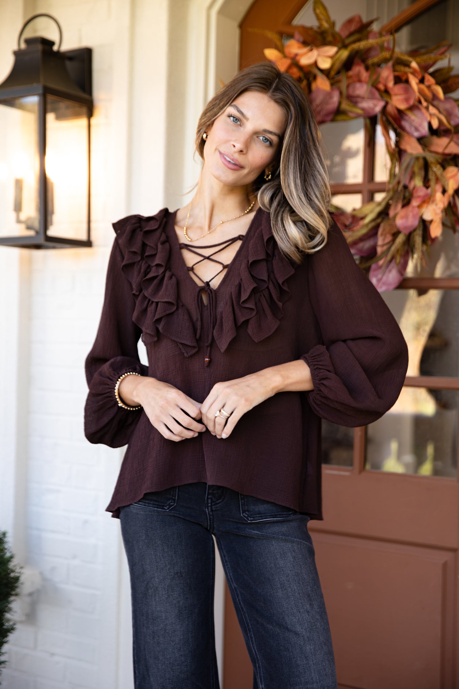 Jump At The Chance Brown Blouse
